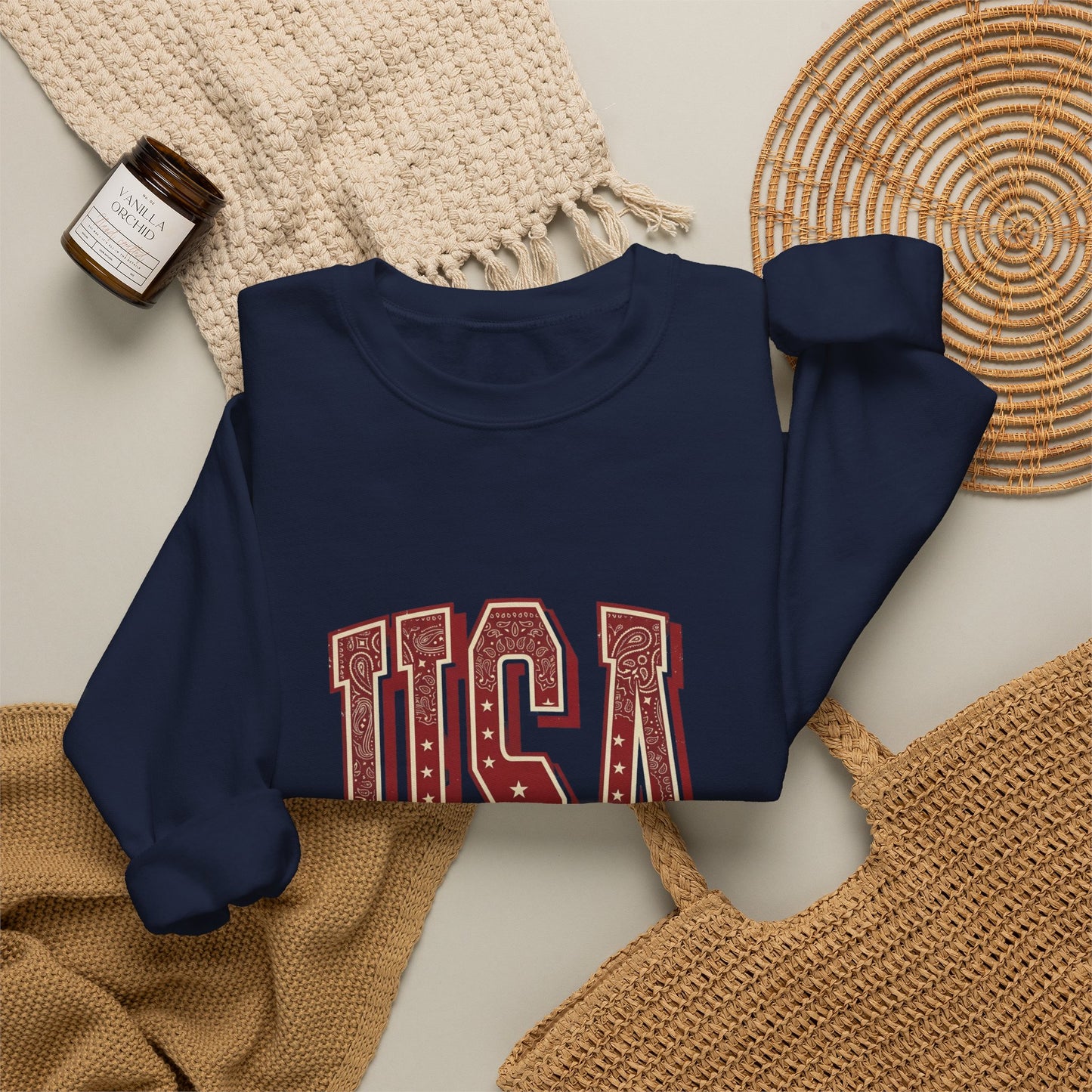USA Vintage Americana Sweatshirt | 4th of July Patriotic Stars