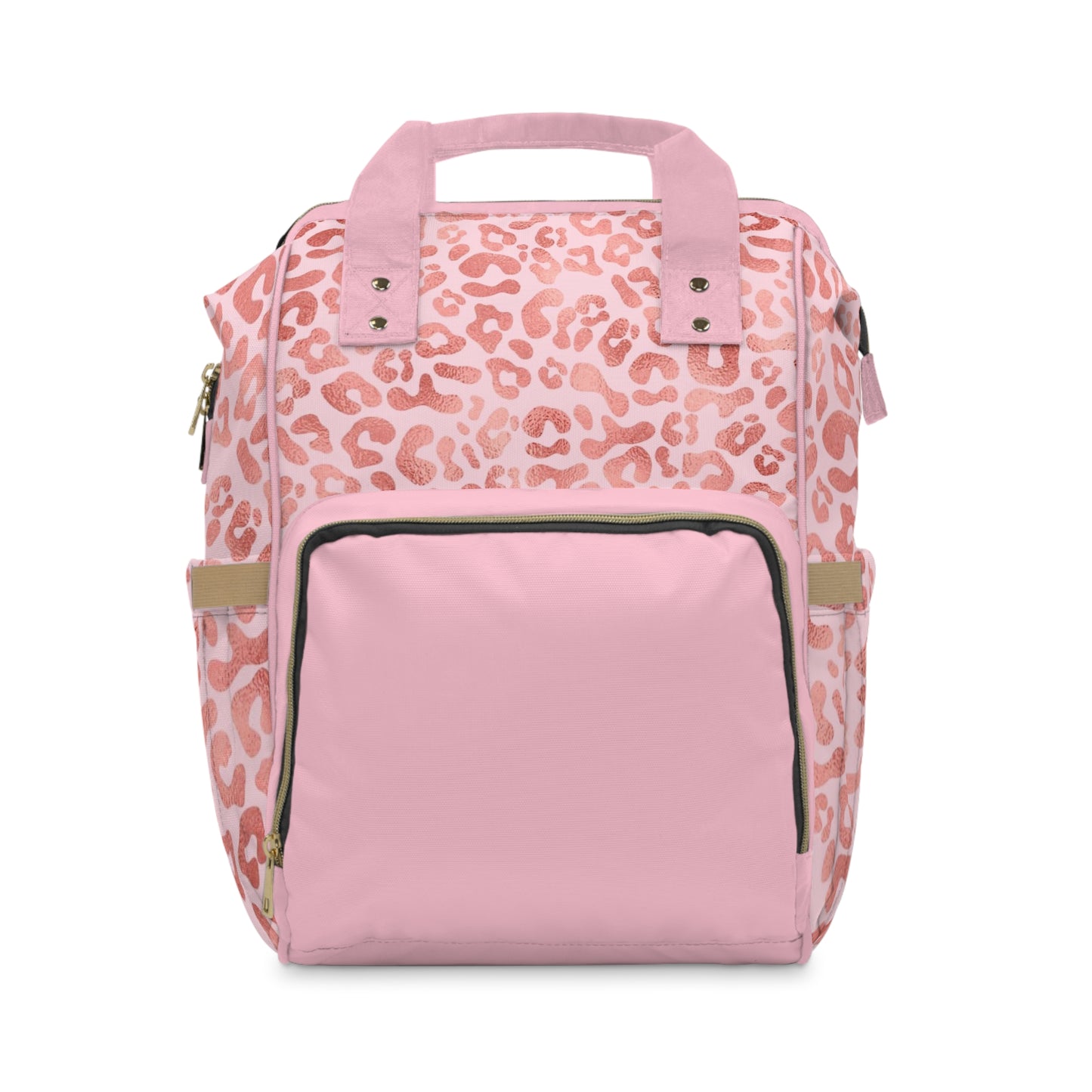 Customizable Pink Leopard Diaper Backpack — Multifunctional Baby Bag with Changing Mat