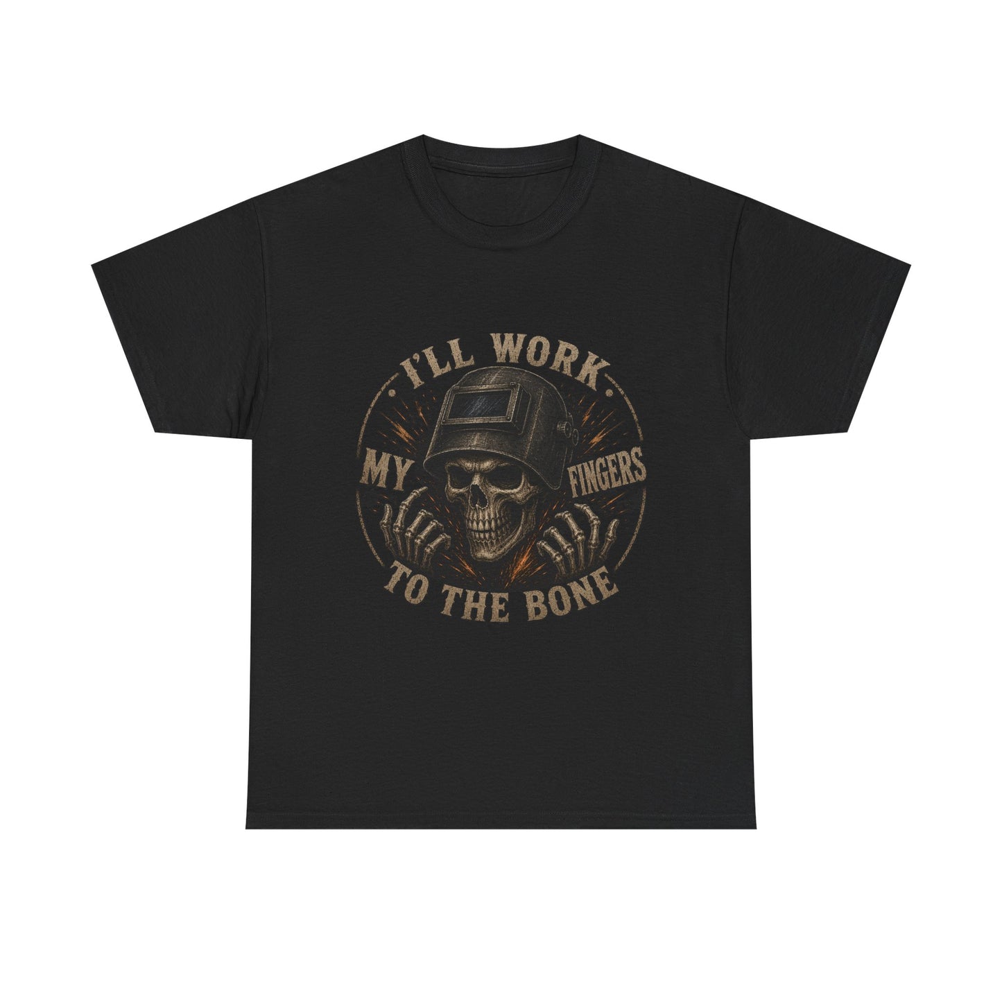 Welding Skull Tee — "I’ll Work My Fingers to the Bone" Vintage Mechanic Shirt