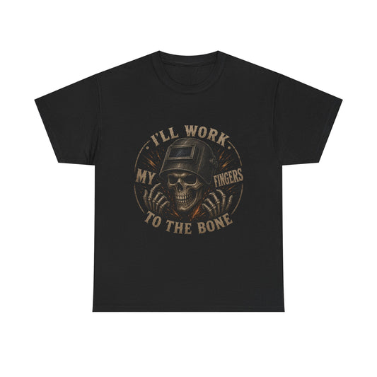 Welding Skull Tee — "I’ll Work My Fingers to the Bone" Vintage Mechanic Shirt
