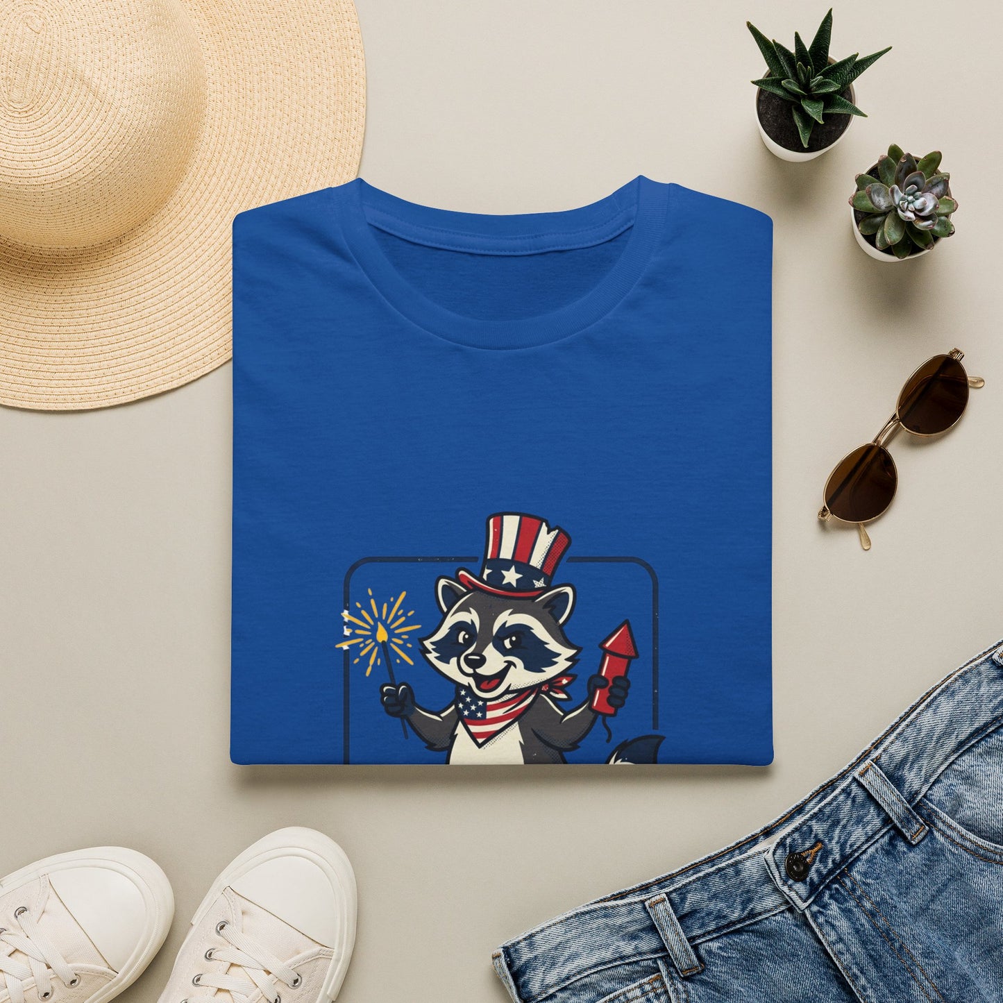 Patriotic Raccoon T‑Shirt — 'Let’s Get Hammered and Blow Shit Up' Fourth of July Tee