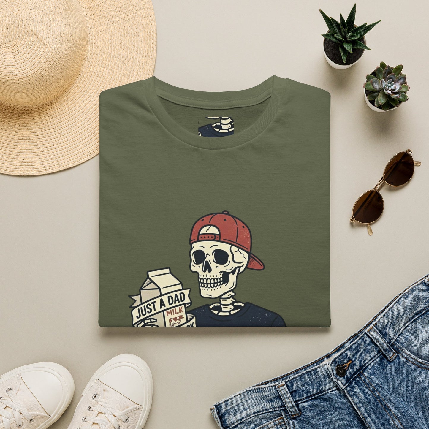 Dad Skeleton T-Shirt — "Just A Dad" Retro Skull Tee