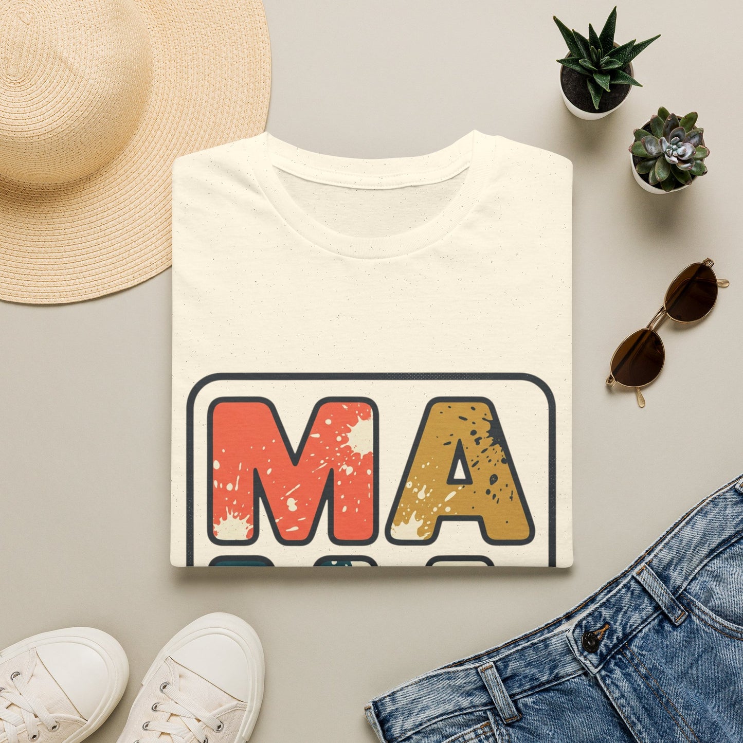 Mama Retro Graphic T-Shirt — Vintage Colorblock Mama Tee for Moms