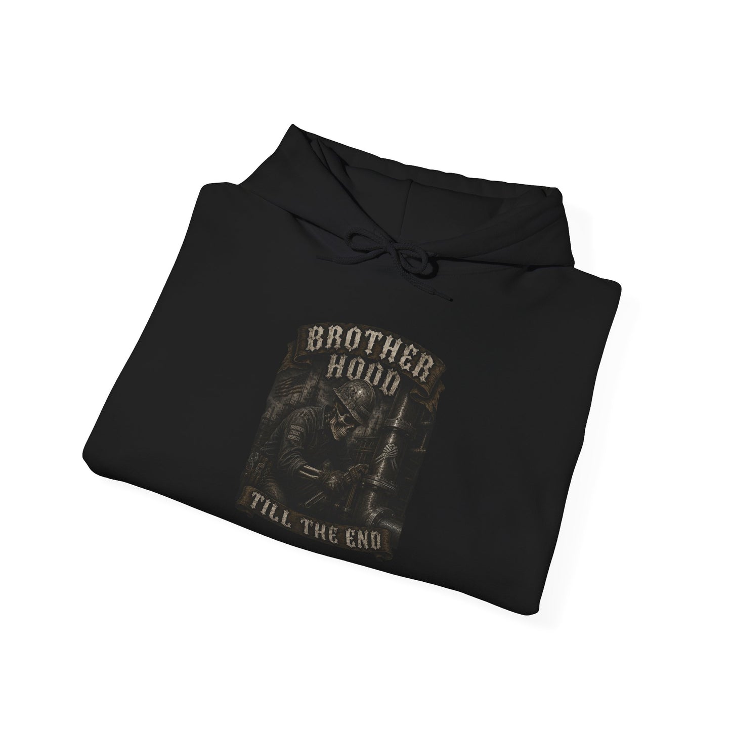 Brotherhood Till The End Hoodie — Vintage Skull Motorcycle Club Pullover