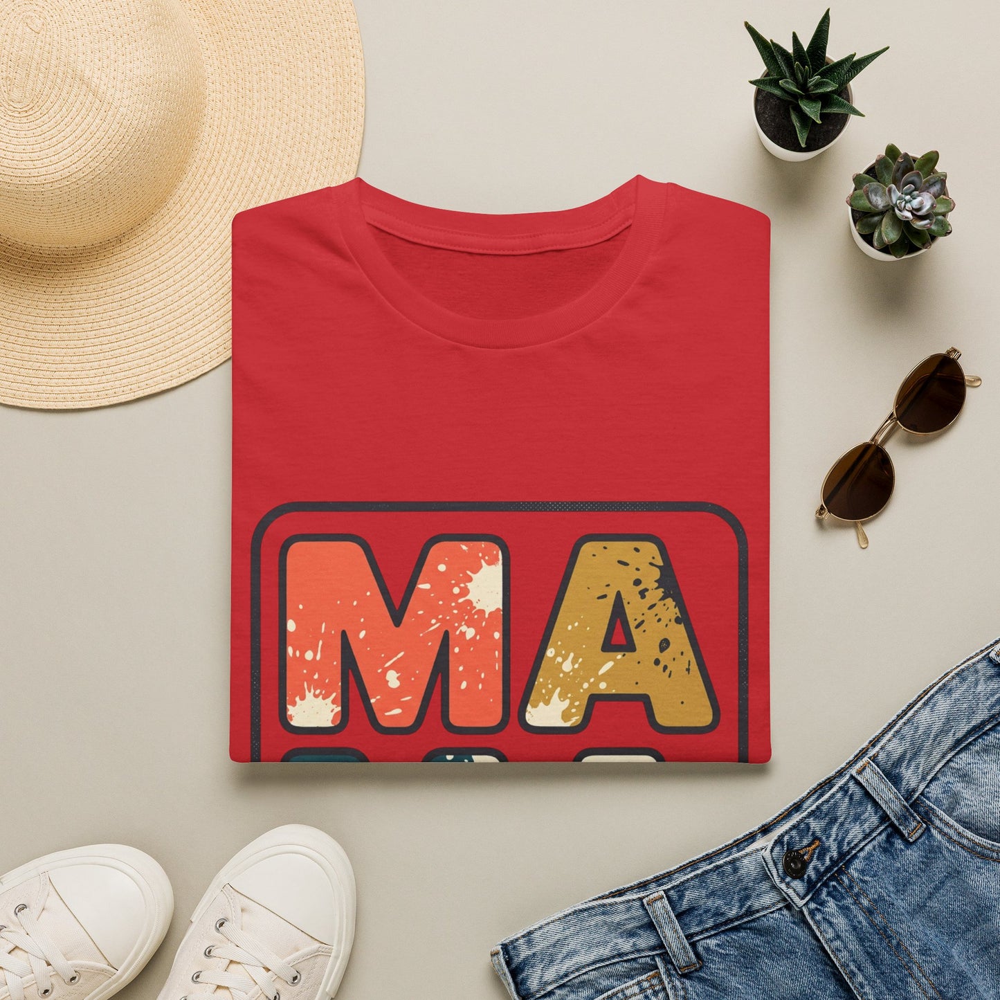 Mama Retro Graphic T-Shirt — Vintage Colorblock Mama Tee for Moms