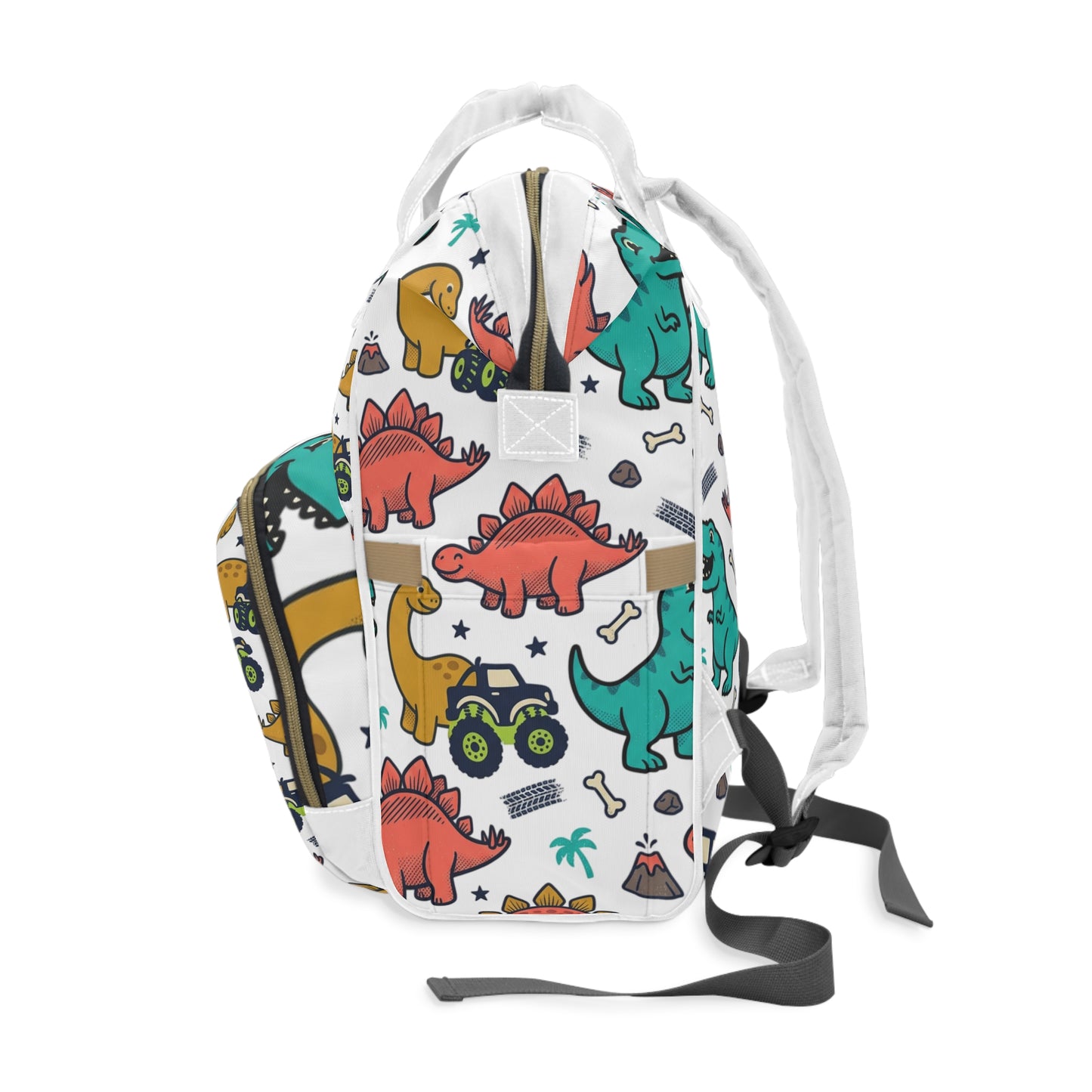 Dino Print Diaper Backpack — Multifunctional Baby Bag with Playful Dinosaur Pattern