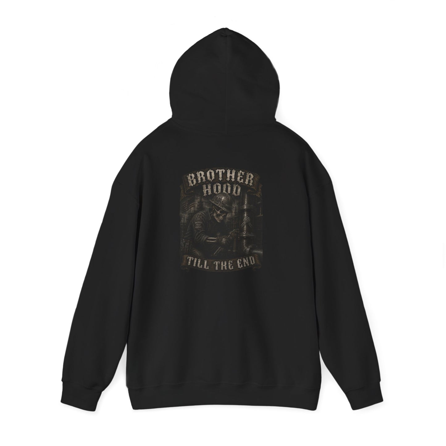 Brotherhood Till The End Hoodie — Vintage Skull Motorcycle Club Pullover