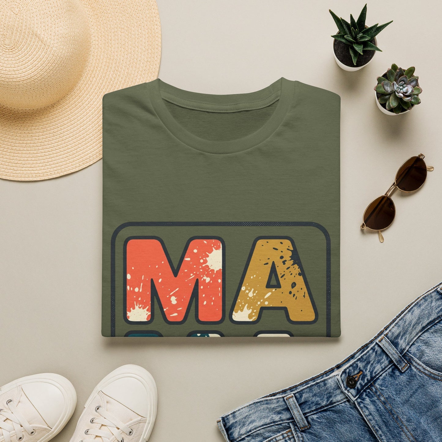 Mama Retro Graphic T-Shirt — Vintage Colorblock Mama Tee for Moms
