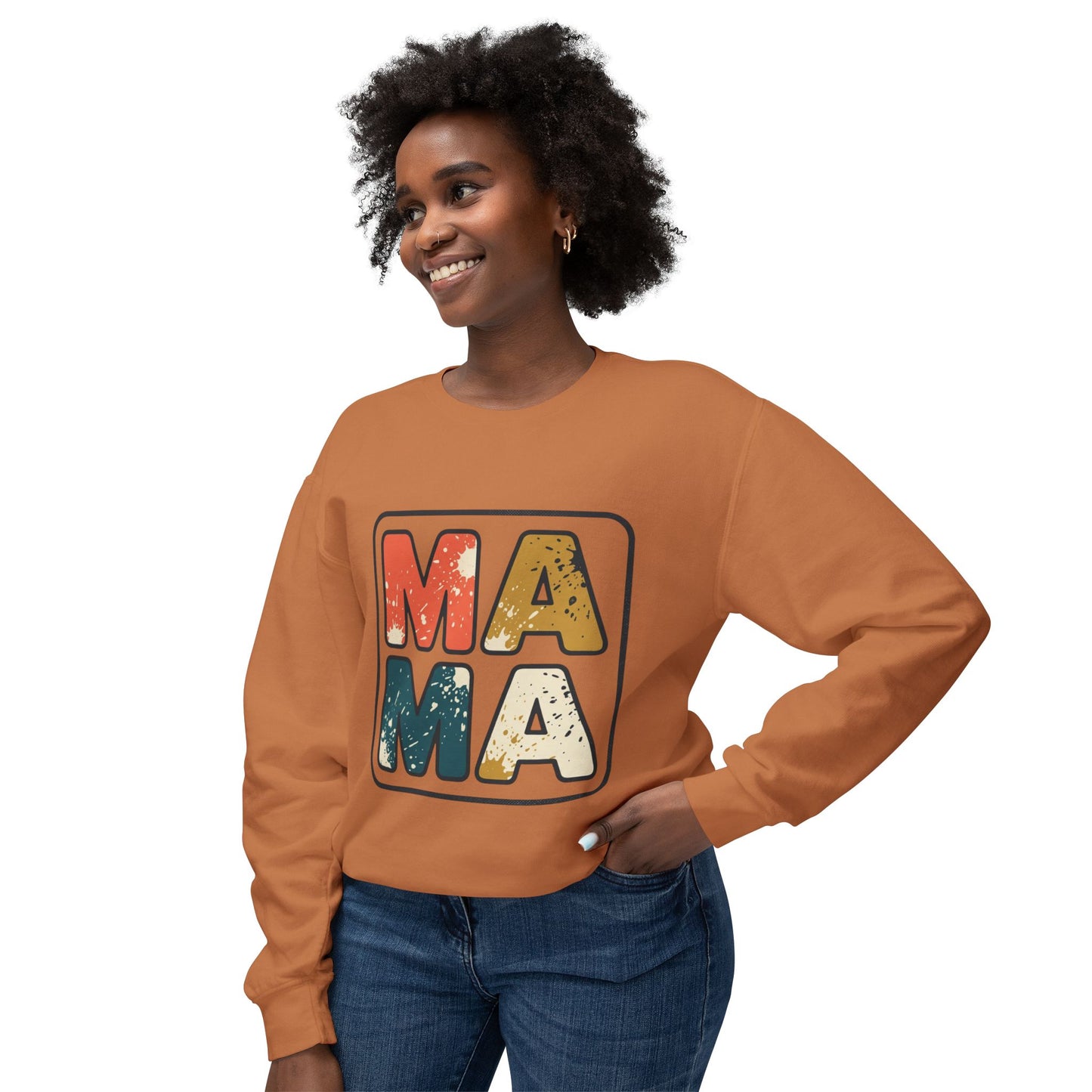 Mama Vintage Block Crewneck Sweatshirt — Retro Distressed "MAMA" Mom Gift