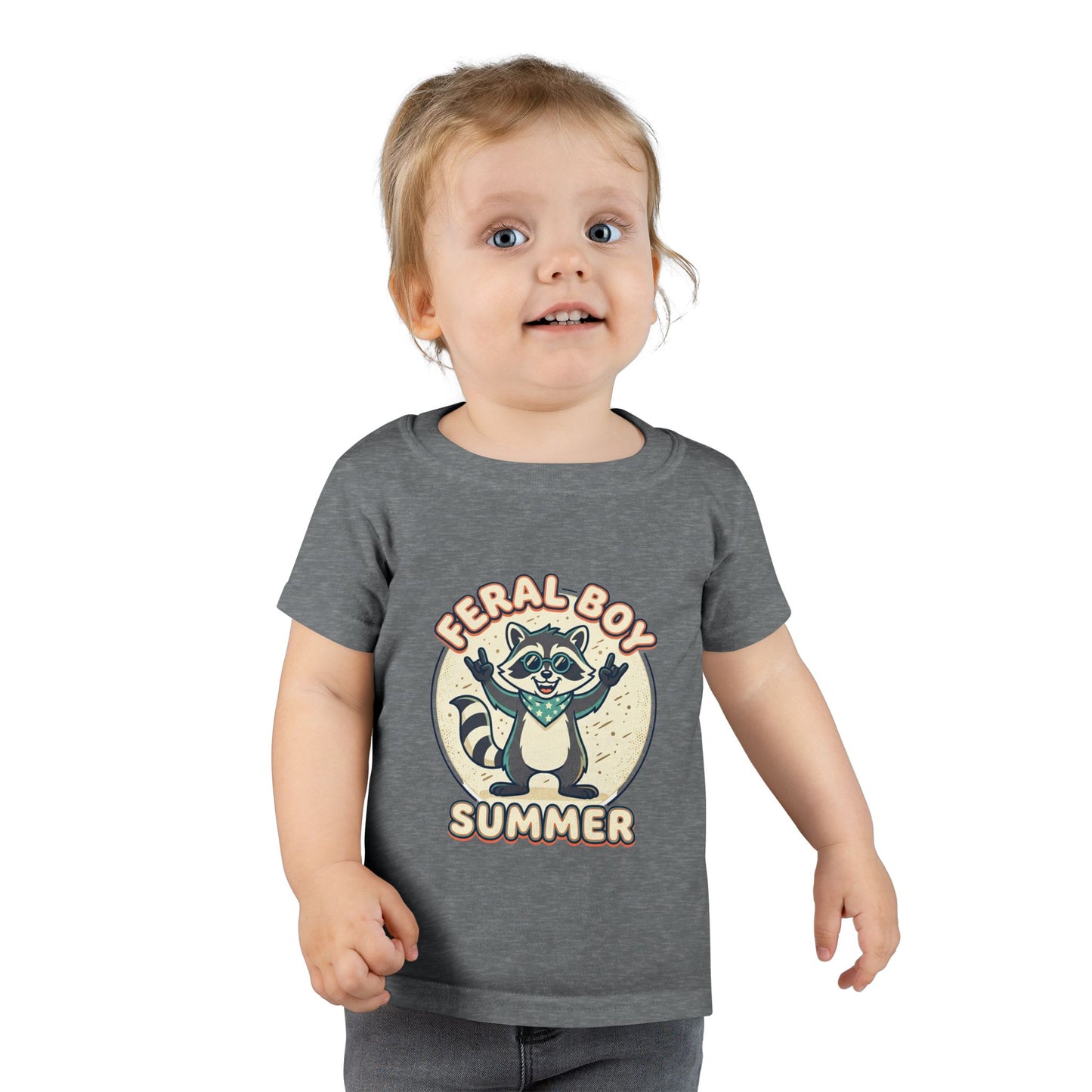 Feral Boy Summer Toddler T-Shirt — Cute Raccoon Graphic Tee for Kids