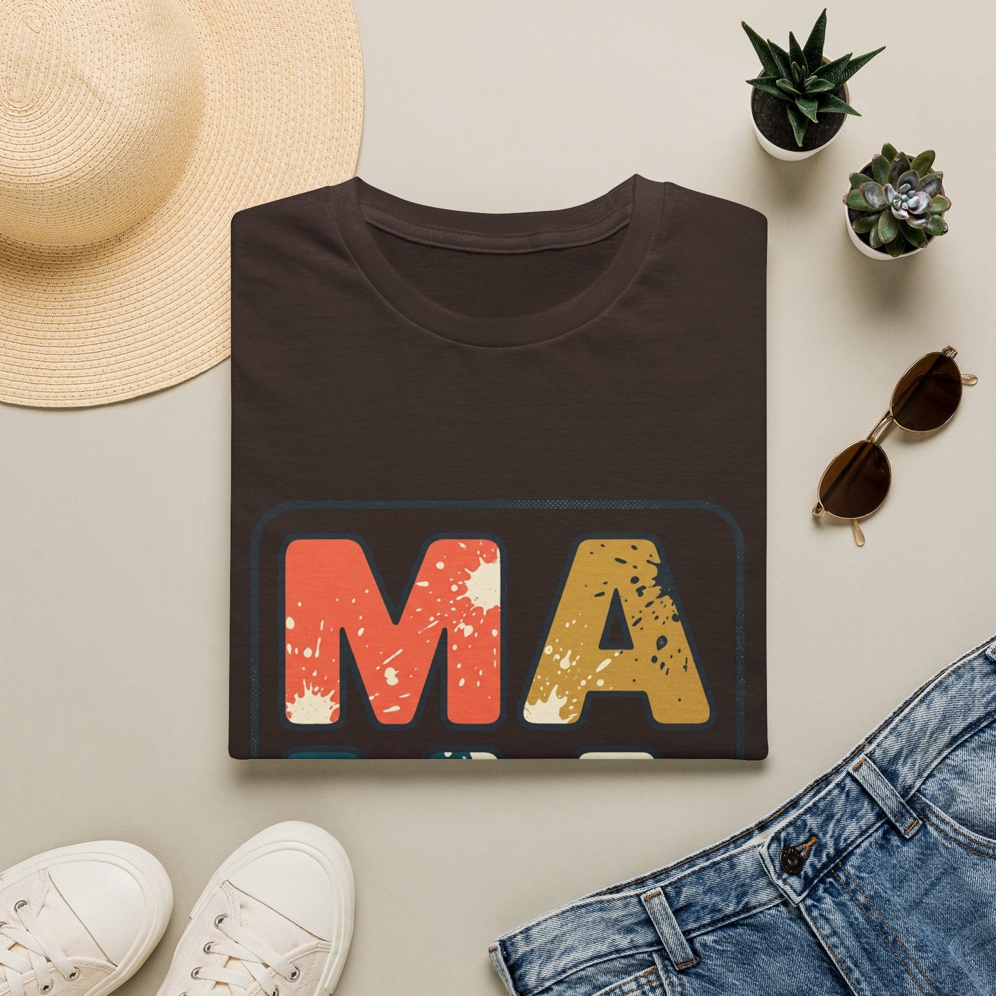 Mama Retro Graphic T-Shirt — Vintage Colorblock Mama Tee for Moms
