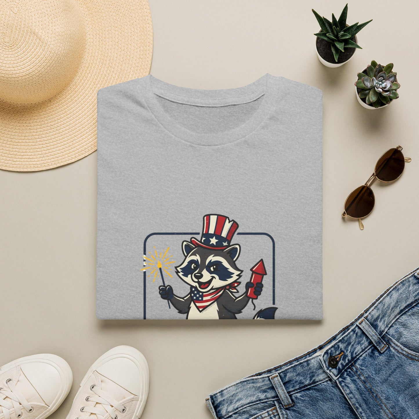 Patriotic Raccoon T‑Shirt — 'Let’s Get Hammered and Blow Shit Up' Fourth of July Tee