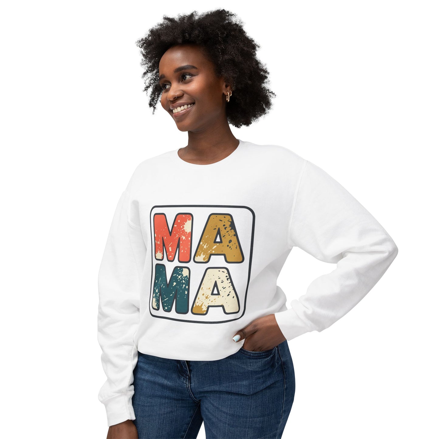 Mama Vintage Block Crewneck Sweatshirt — Retro Distressed "MAMA" Mom Gift
