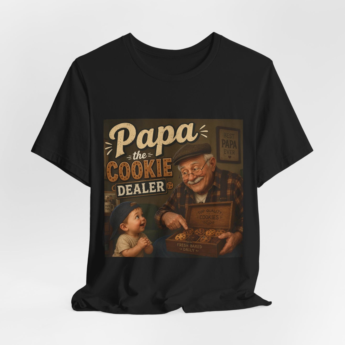 Papa the Cookie Dealer T-Shirt — Funny Grandpa Vintage Cookie Shirt for Father’s Day