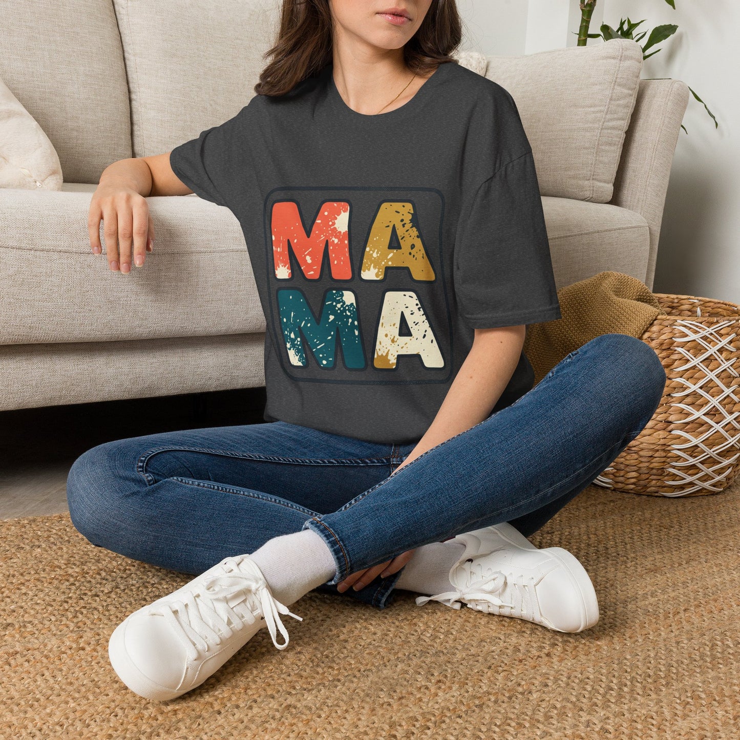Mama Retro Graphic T-Shirt — Vintage Colorblock Mama Tee for Moms