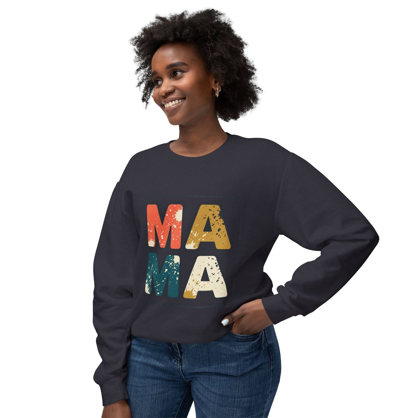 Mama Vintage Block Crewneck Sweatshirt — Retro Distressed "MAMA" Mom Gift