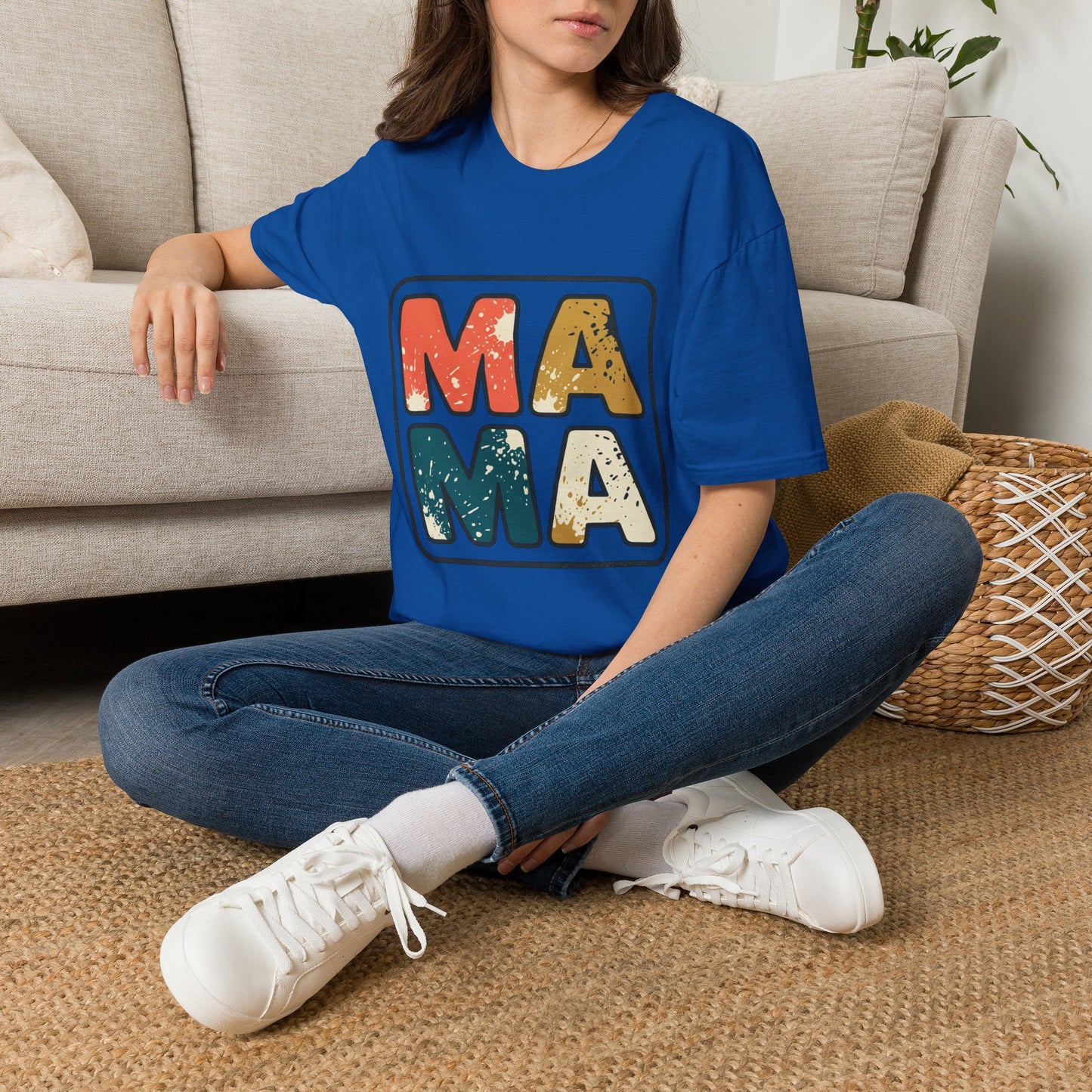 Mama Retro Graphic T-Shirt — Vintage Colorblock Mama Tee for Moms