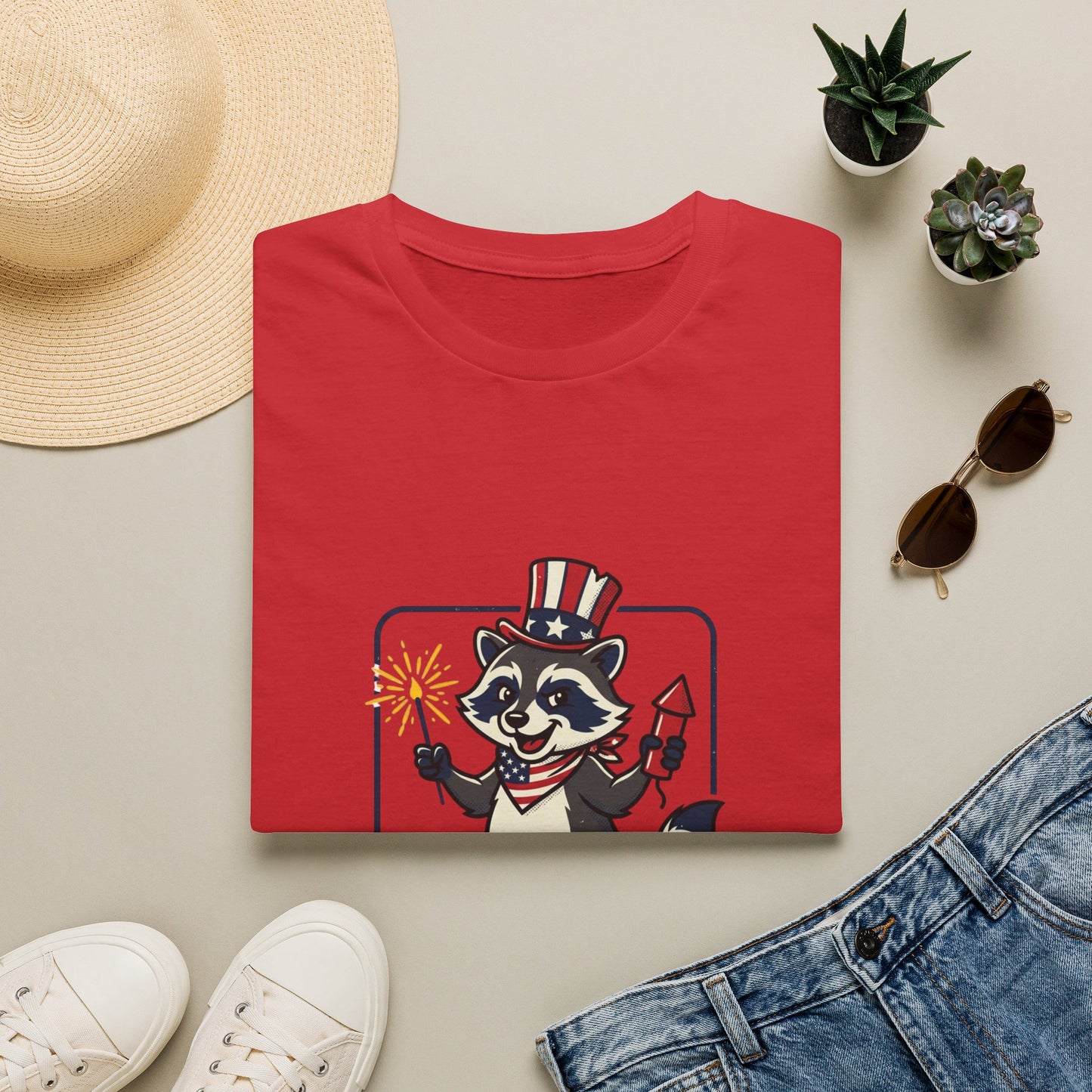 Patriotic Raccoon T‑Shirt — 'Let’s Get Hammered and Blow Shit Up' Fourth of July Tee