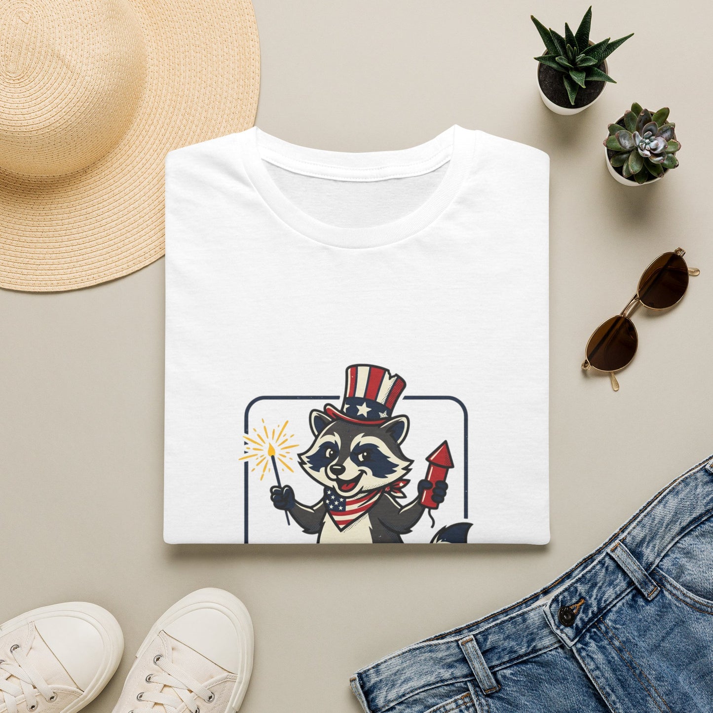 Patriotic Raccoon T‑Shirt — 'Let’s Get Hammered and Blow Shit Up' Fourth of July Tee