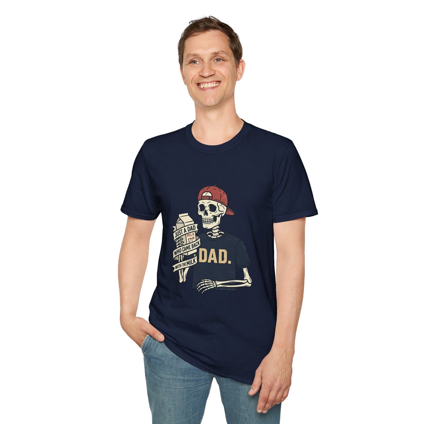 Dad Skeleton T-Shirt — "Just A Dad" Retro Skull Tee