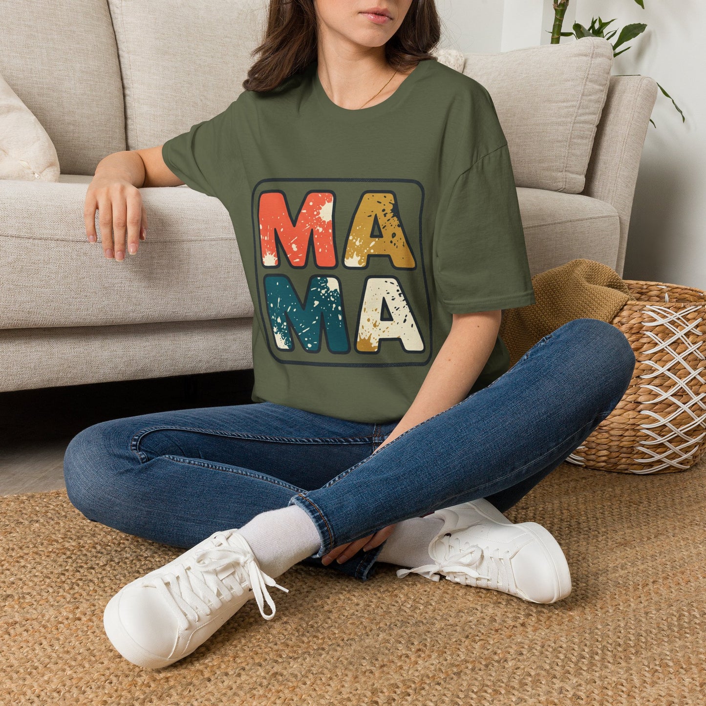 Mama Retro Graphic T-Shirt — Vintage Colorblock Mama Tee for Moms