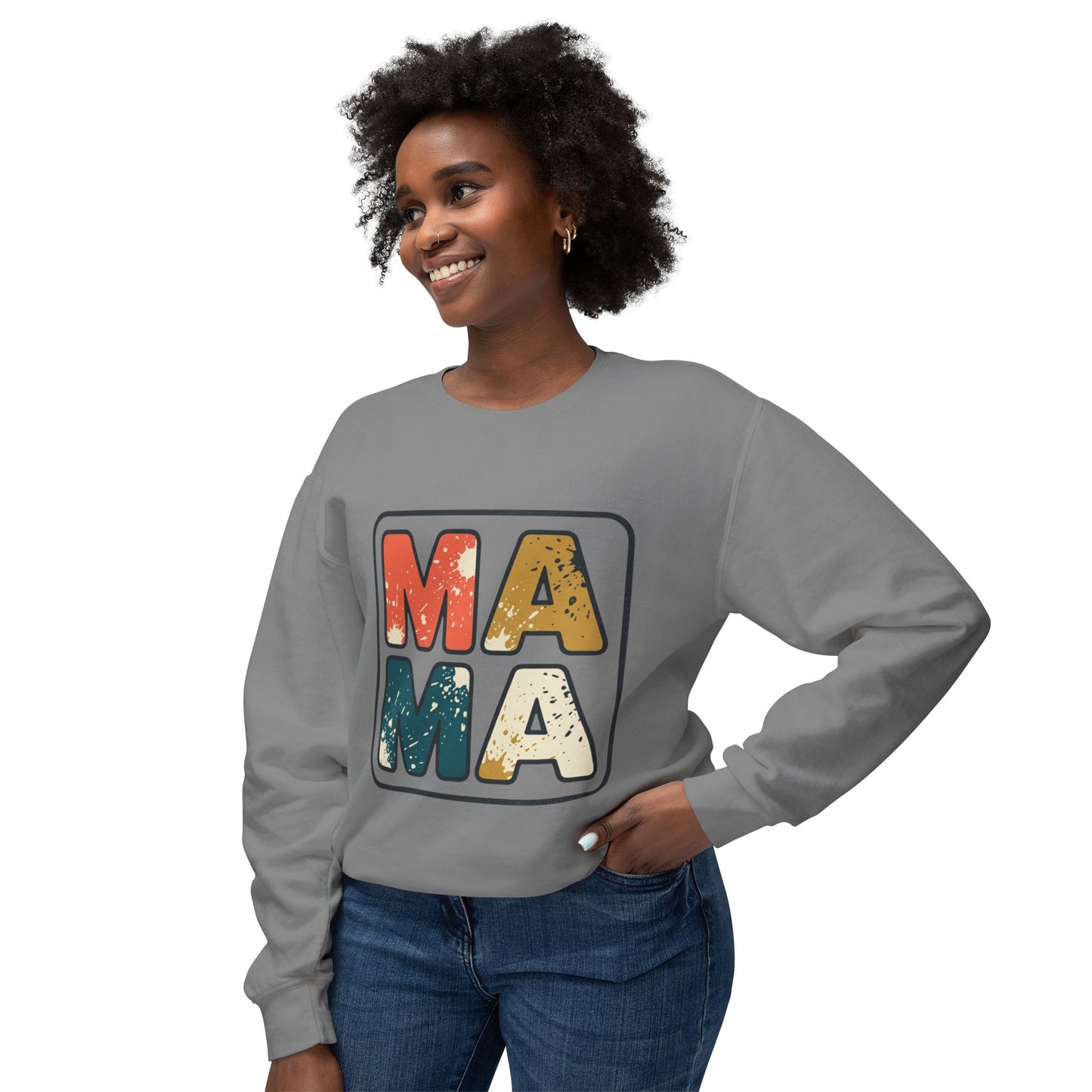 Mama Vintage Block Crewneck Sweatshirt — Retro Distressed "MAMA" Mom Gift