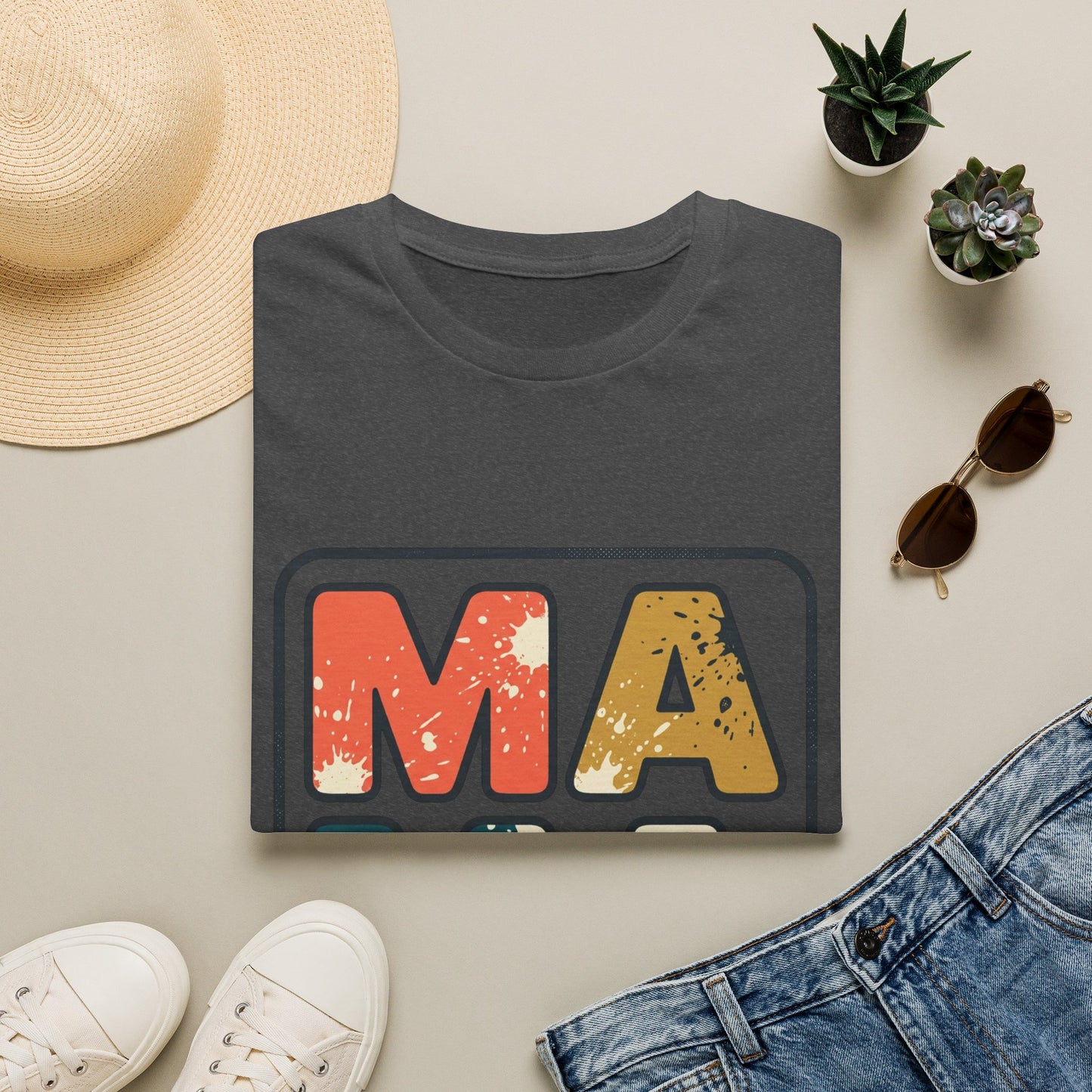 Mama Retro Graphic T-Shirt — Vintage Colorblock Mama Tee for Moms