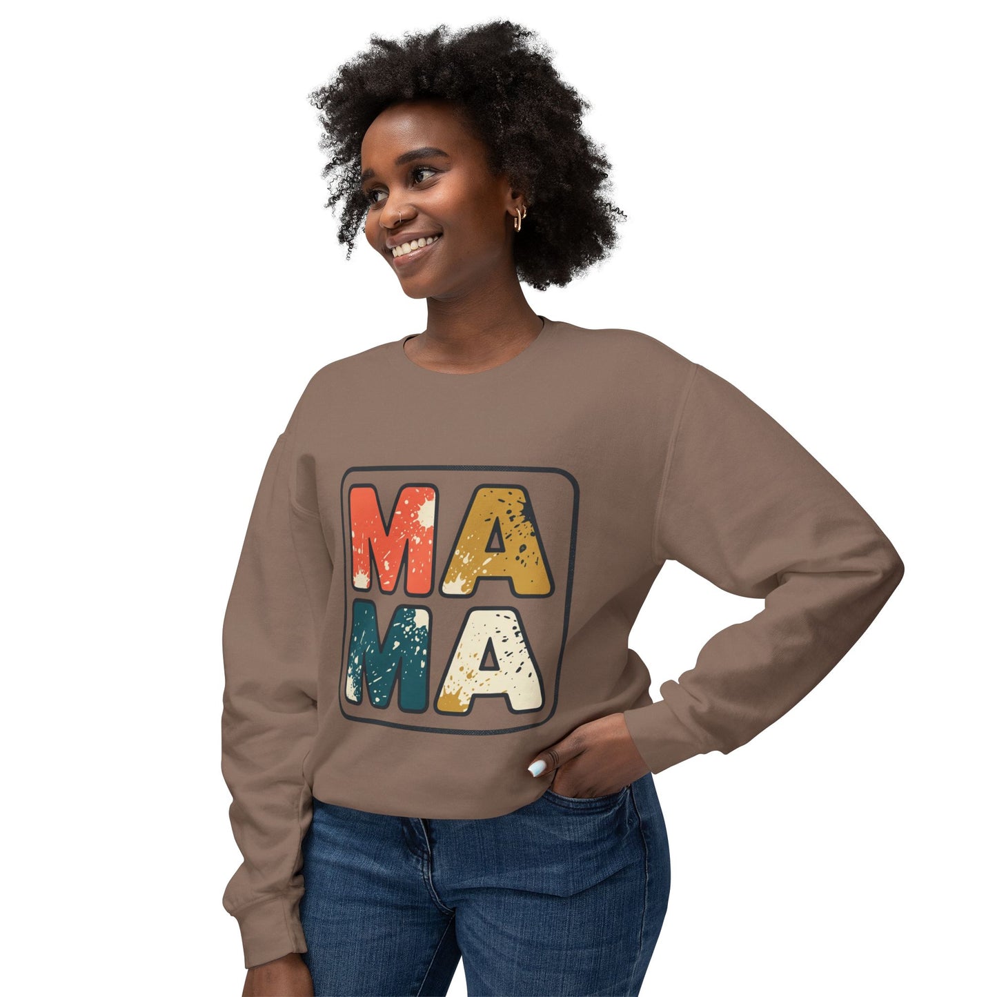 Mama Vintage Block Crewneck Sweatshirt — Retro Distressed "MAMA" Mom Gift