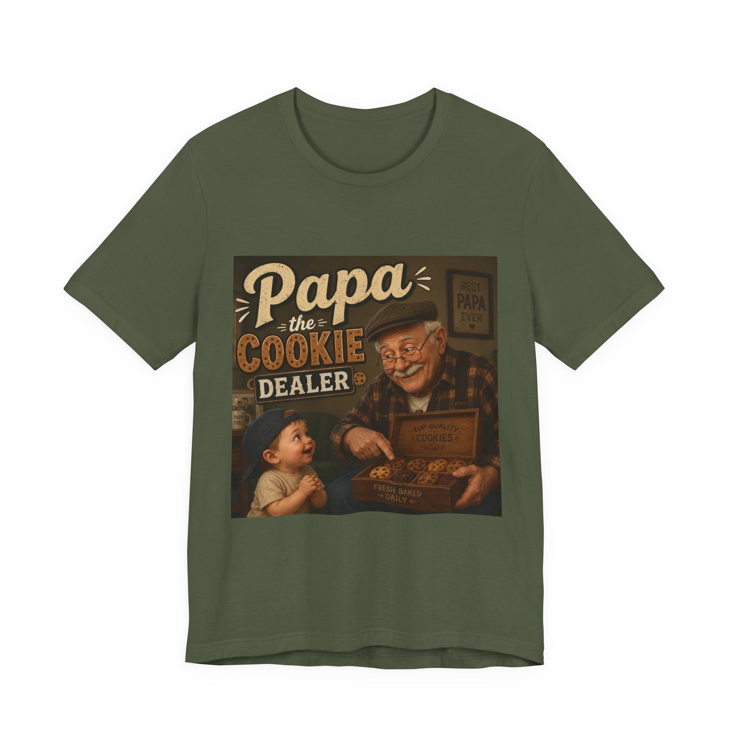 Papa the Cookie Dealer T-Shirt — Funny Grandpa Vintage Cookie Shirt for Father’s Day