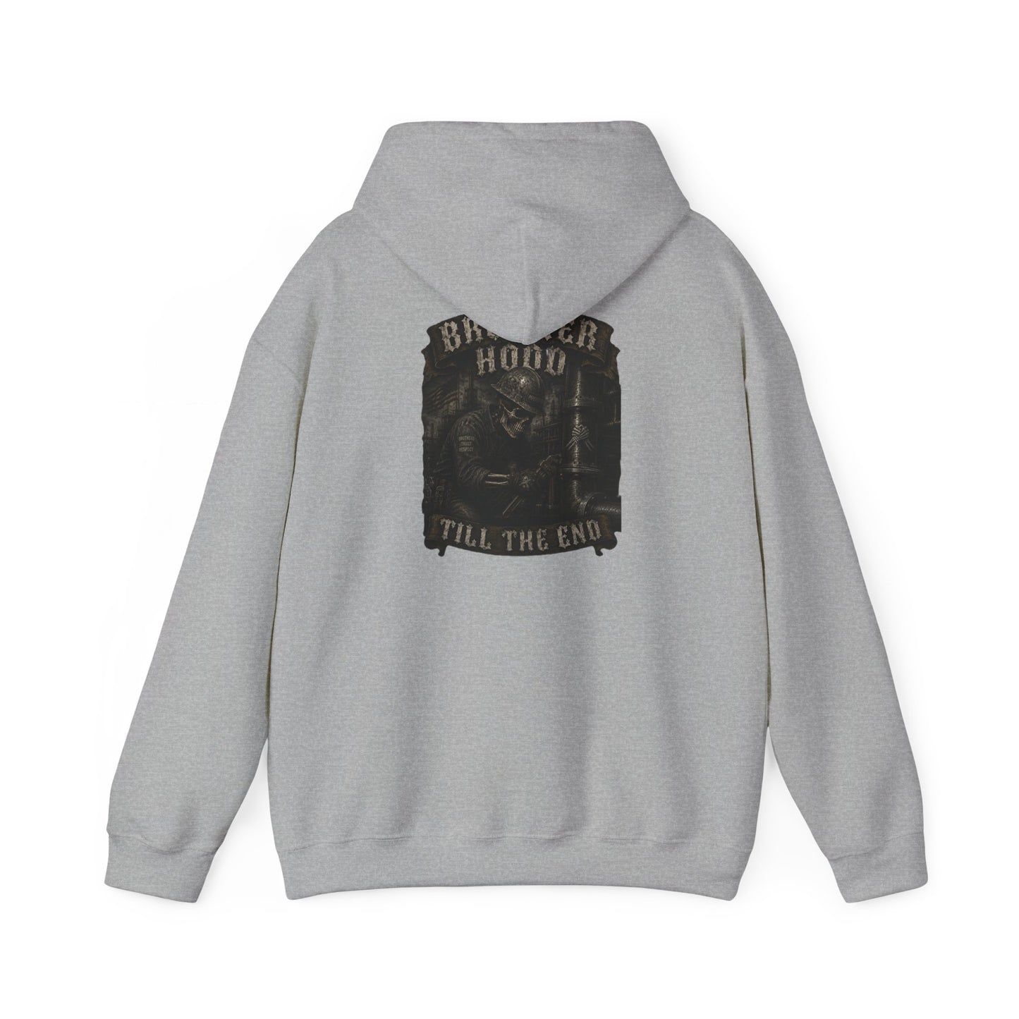 Brotherhood Till The End Hoodie — Vintage Skull Motorcycle Club Pullover