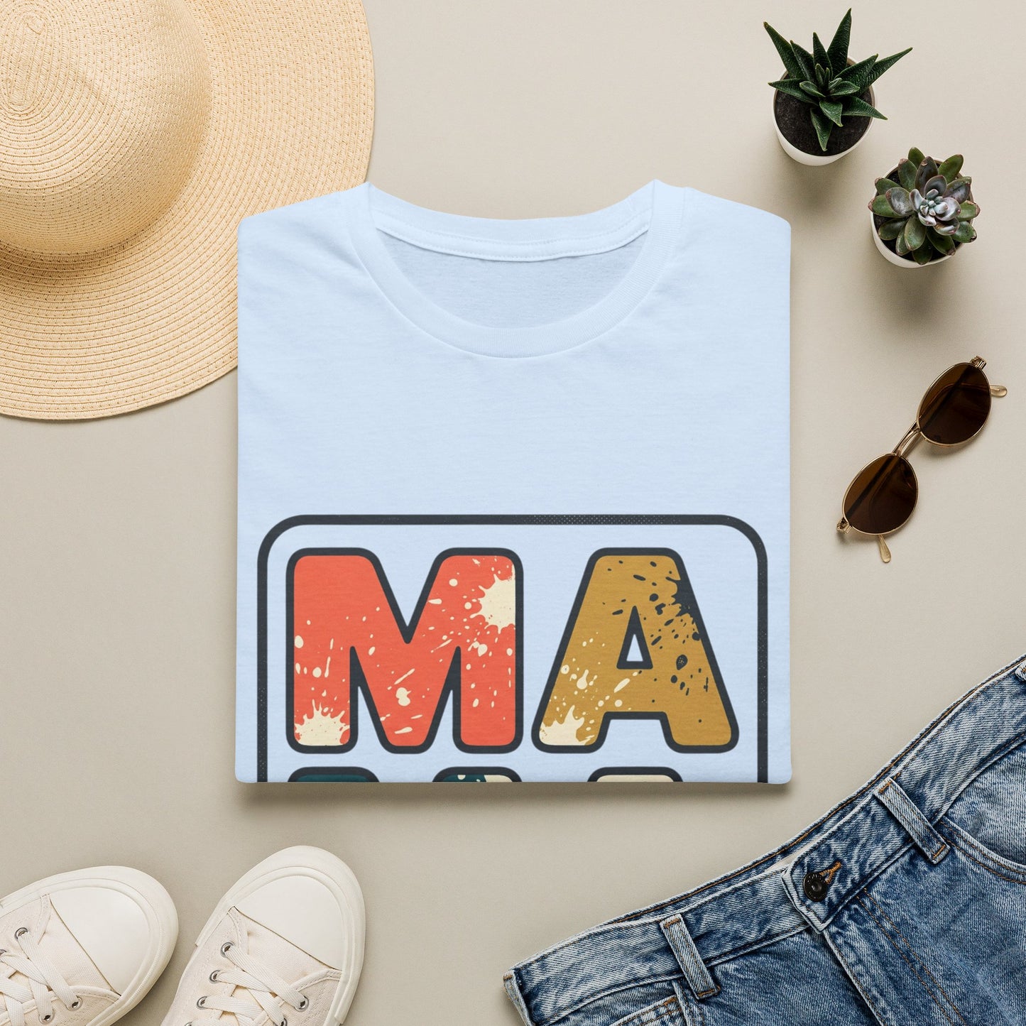 Mama Retro Graphic T-Shirt — Vintage Colorblock Mama Tee for Moms