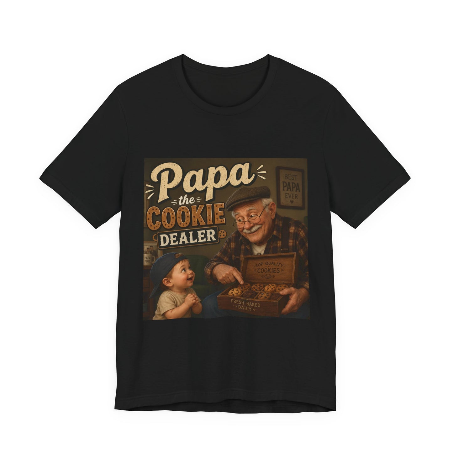 Papa the Cookie Dealer T-Shirt — Funny Grandpa Vintage Cookie Shirt for Father’s Day