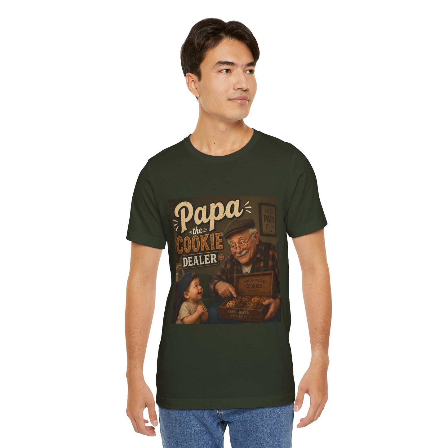 Papa the Cookie Dealer T-Shirt — Funny Grandpa Vintage Cookie Shirt for Father’s Day