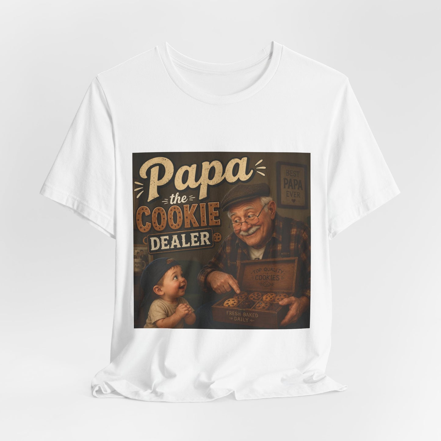 Papa the Cookie Dealer T-Shirt — Funny Grandpa Vintage Cookie Shirt for Father’s Day