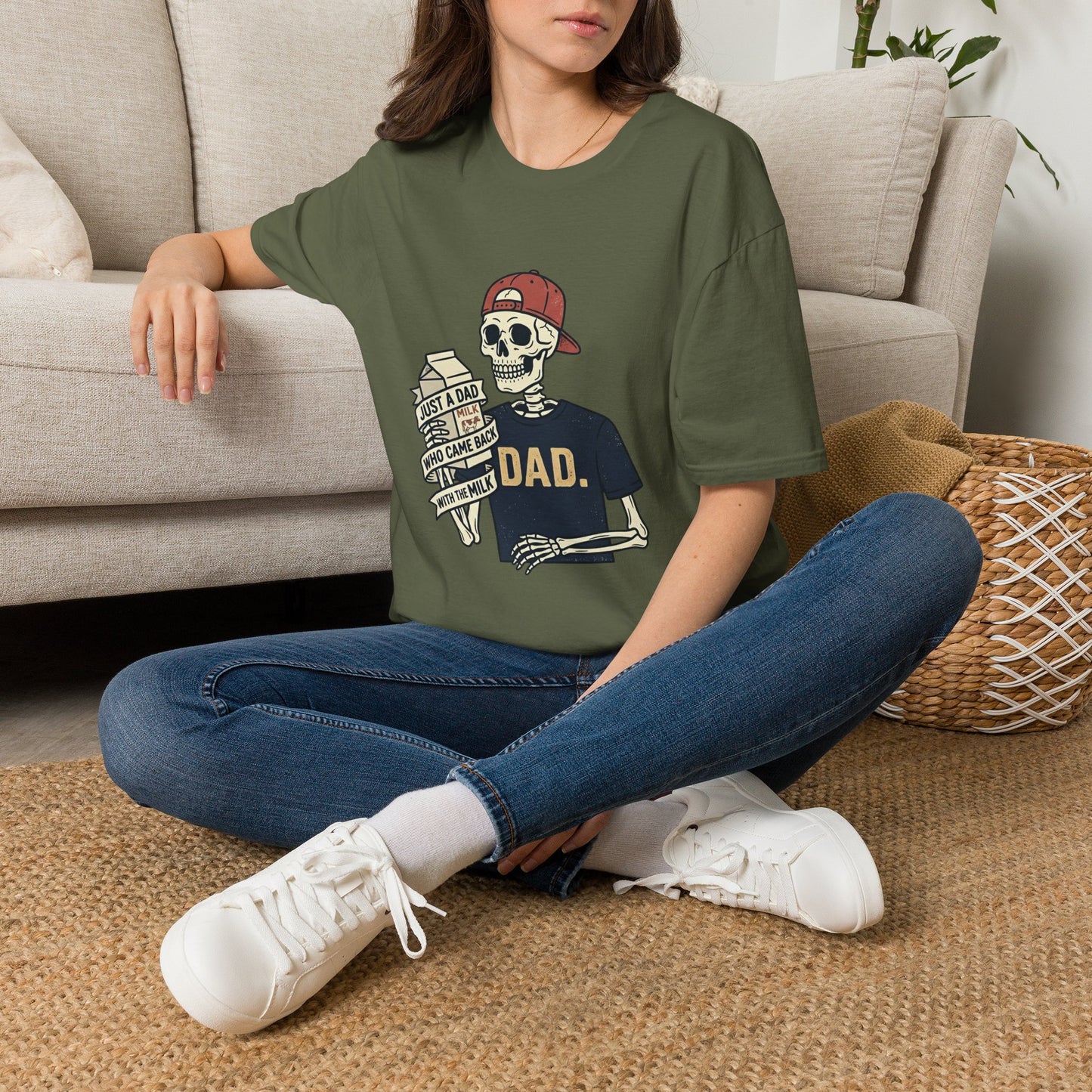 Dad Skeleton T-Shirt — "Just A Dad" Retro Skull Tee