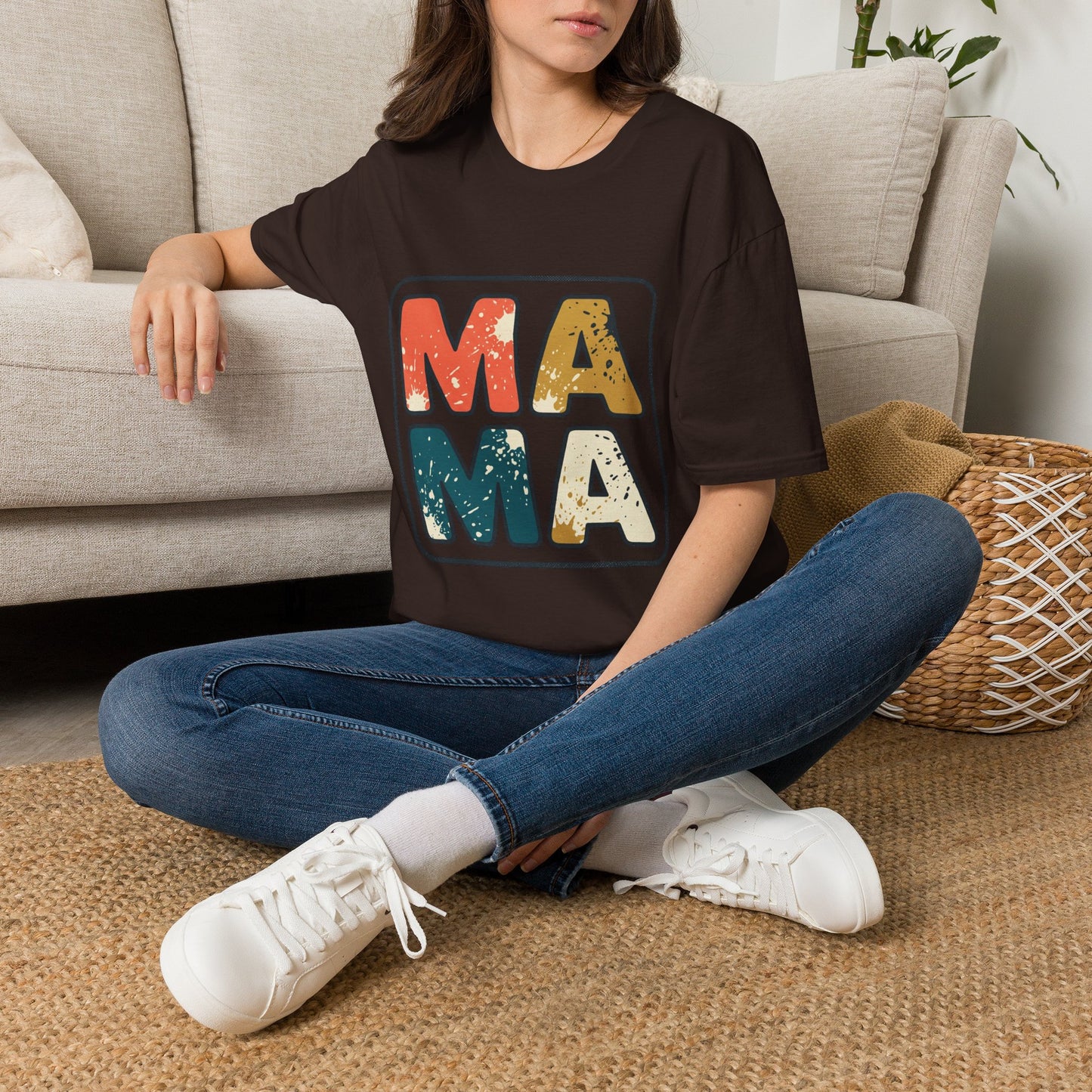 Mama Retro Graphic T-Shirt — Vintage Colorblock Mama Tee for Moms