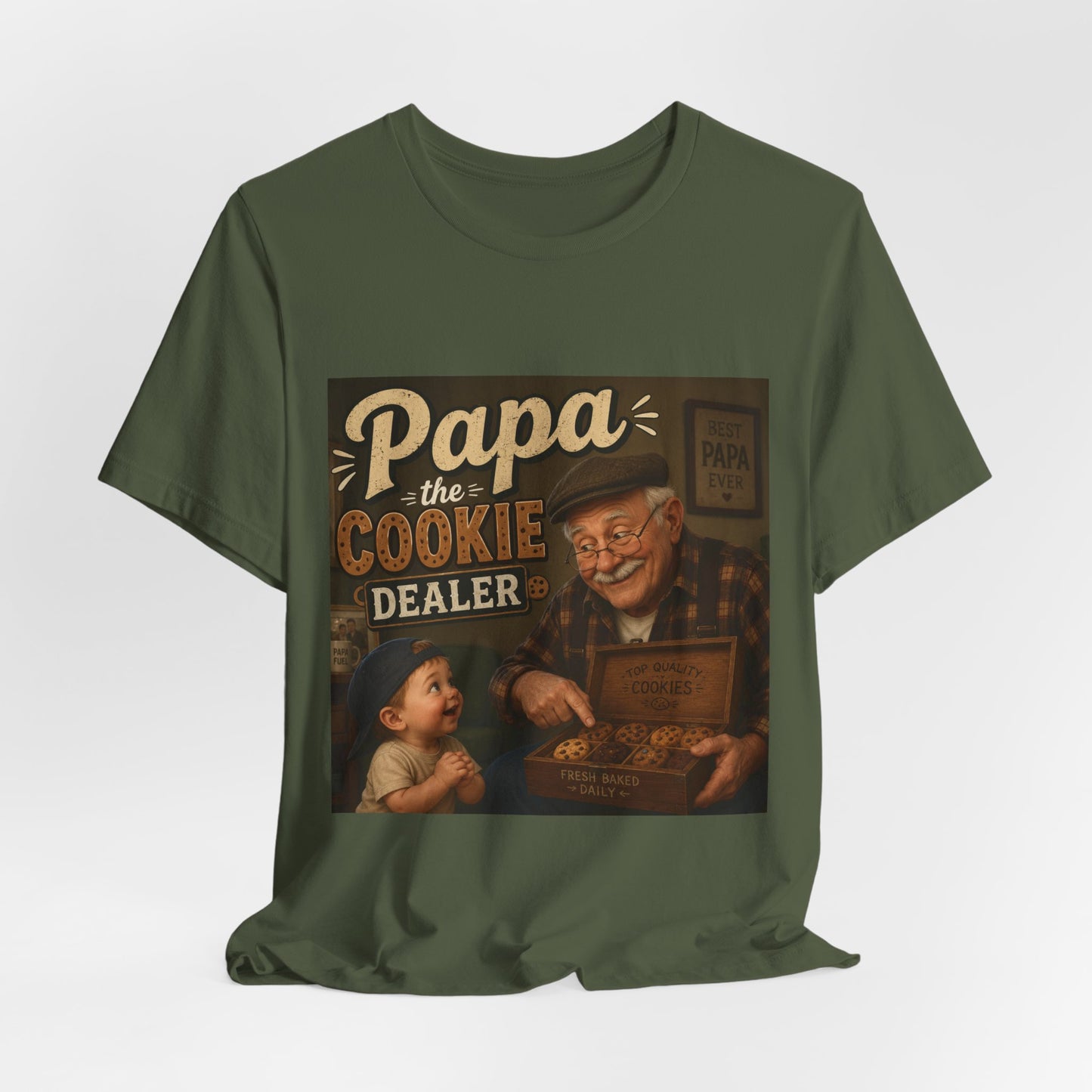 Papa the Cookie Dealer T-Shirt — Funny Grandpa Vintage Cookie Shirt for Father’s Day