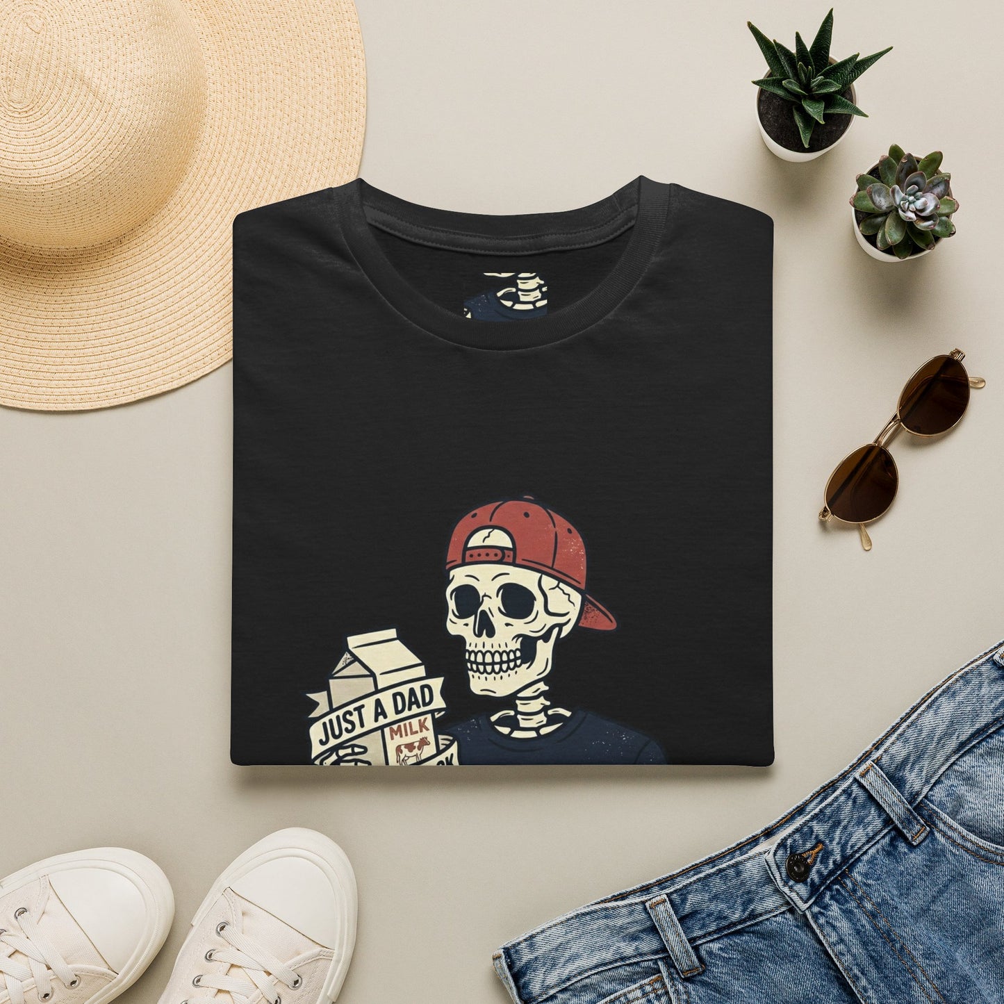 Dad Skeleton T-Shirt — "Just A Dad" Retro Skull Tee