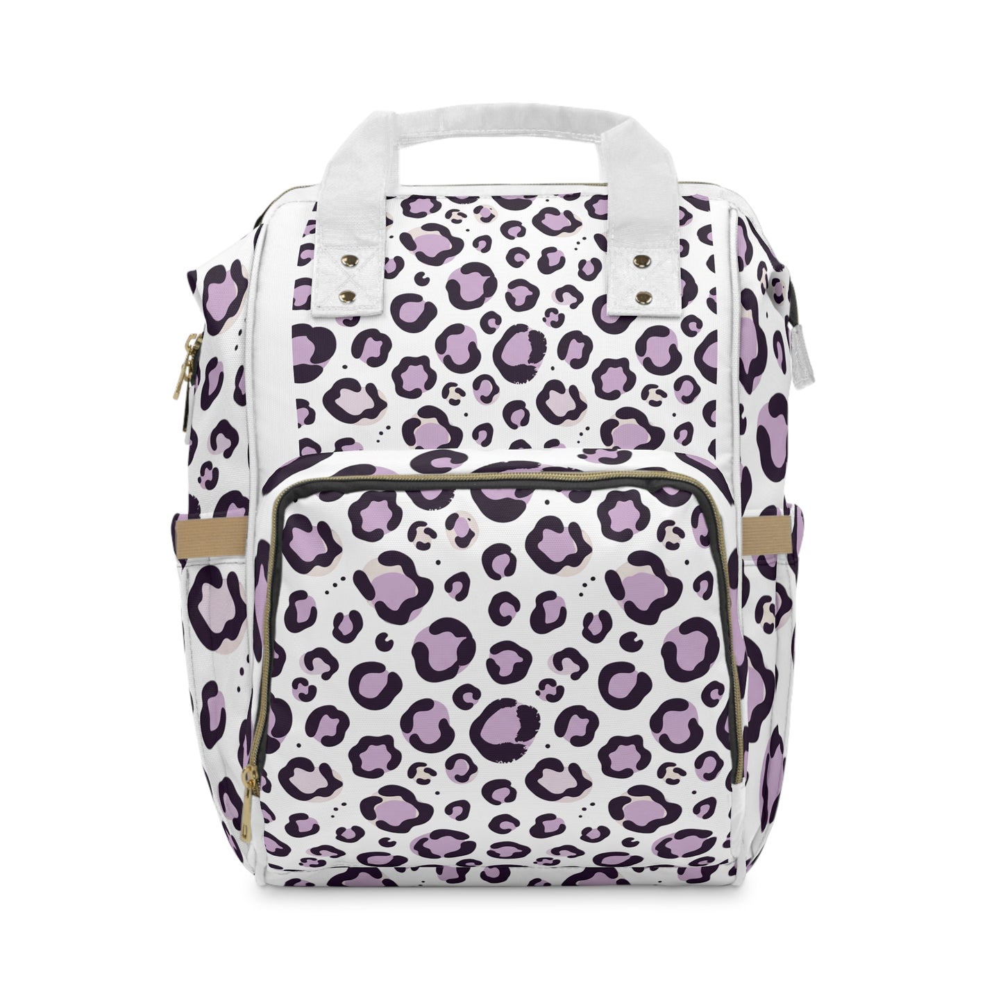 Purple Leopard Print Diaper Backpack – Multifunctional Baby Bag with Changing Pocket