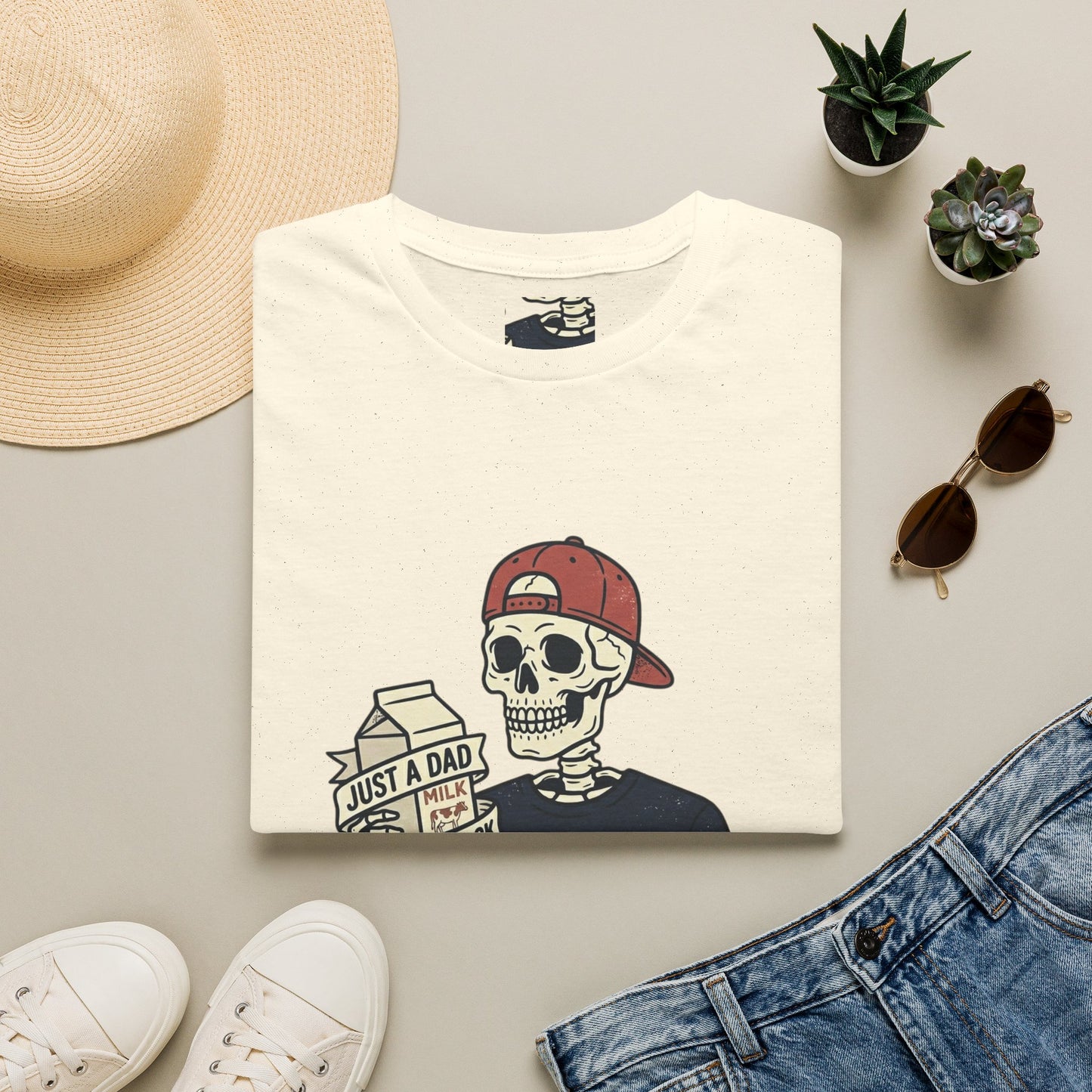 Dad Skeleton T-Shirt — "Just A Dad" Retro Skull Tee