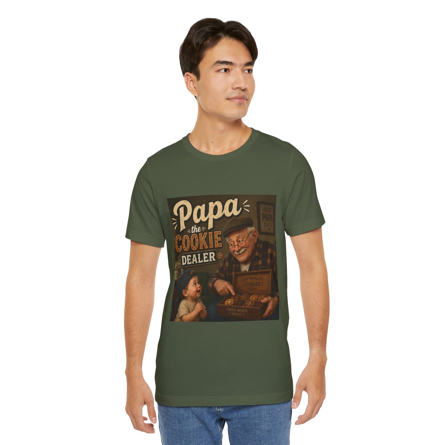 Papa the Cookie Dealer T-Shirt — Funny Grandpa Vintage Cookie Shirt for Father’s Day