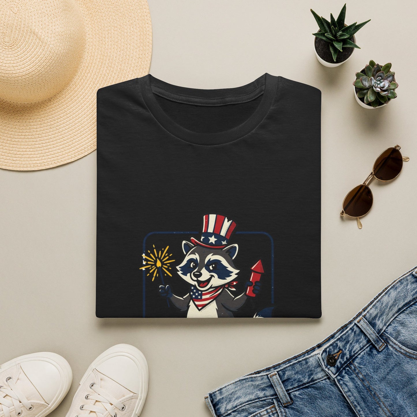 Patriotic Raccoon T‑Shirt — 'Let’s Get Hammered and Blow Shit Up' Fourth of July Tee