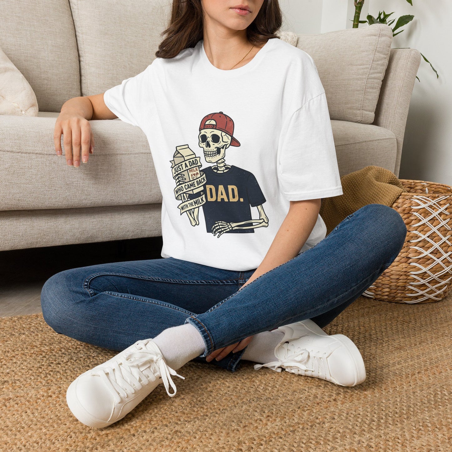 Dad Skeleton T-Shirt — "Just A Dad" Retro Skull Tee