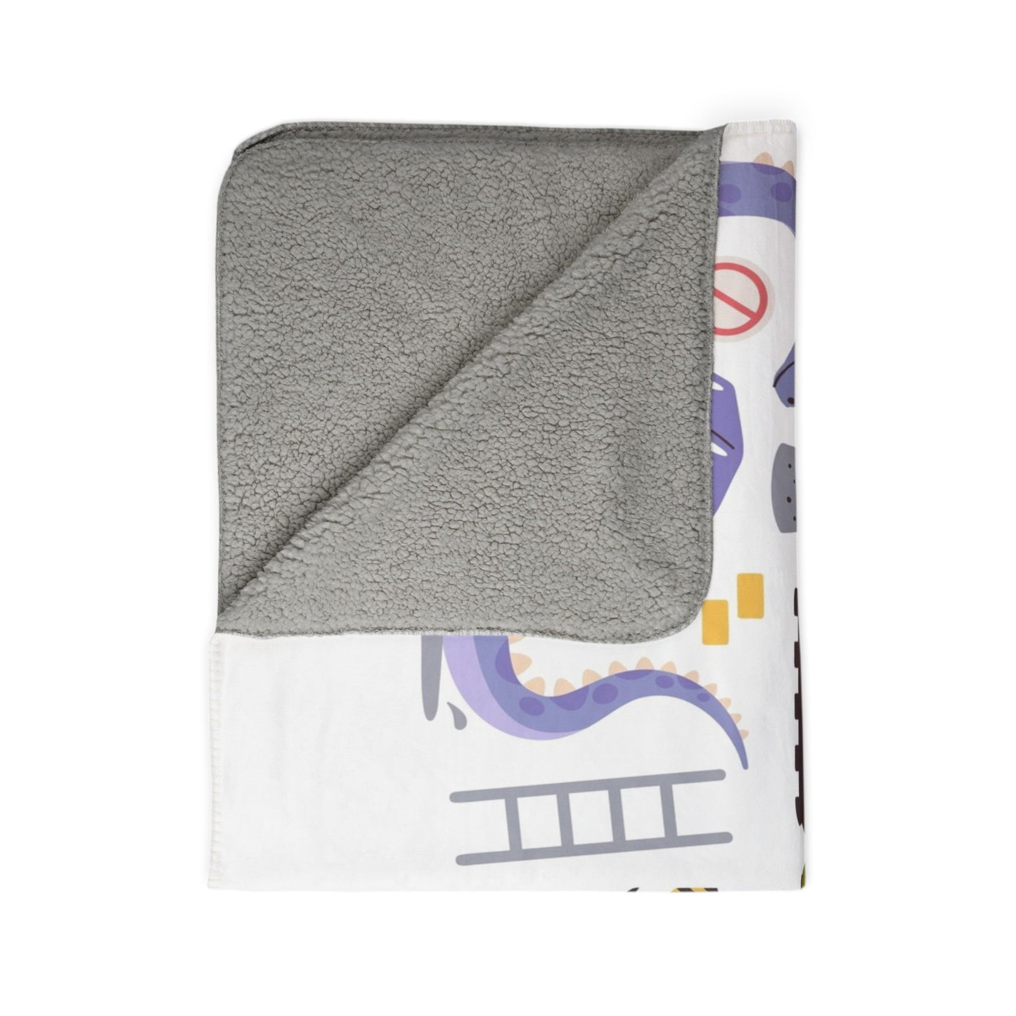 Kids’ Fleece Sherpa Blanket — Cute Construction Dino Trucks Pattern
