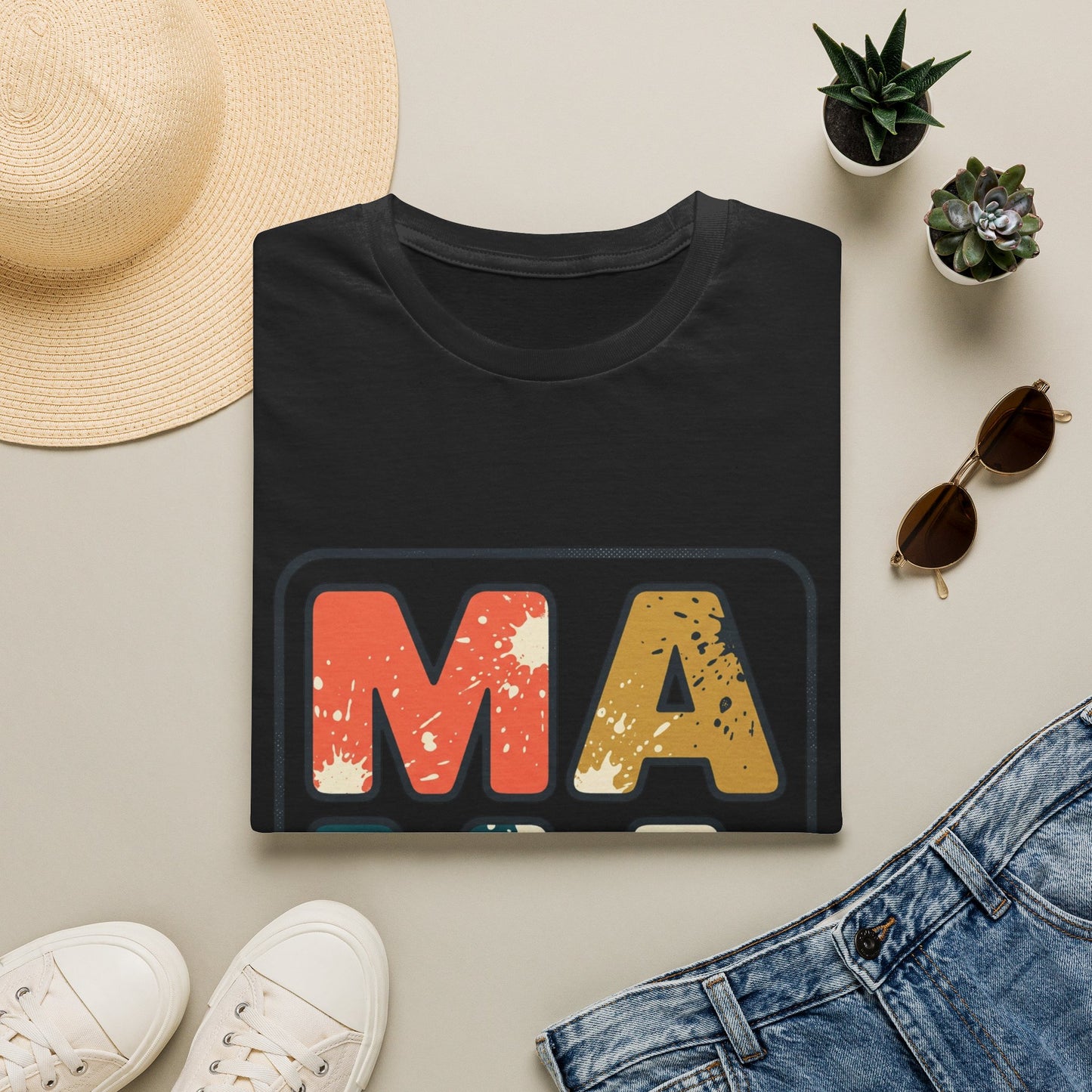 Mama Retro Graphic T-Shirt — Vintage Colorblock Mama Tee for Moms