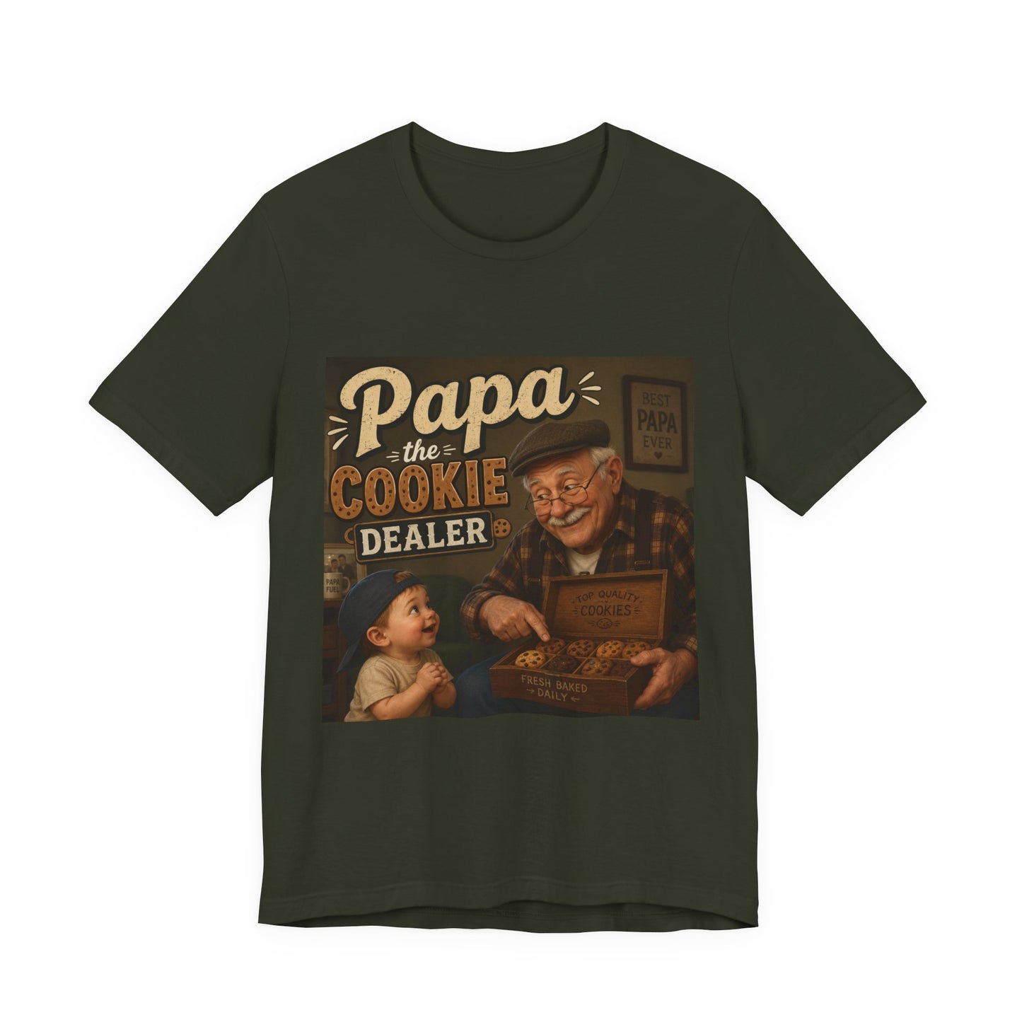 Papa the Cookie Dealer T-Shirt — Funny Grandpa Vintage Cookie Shirt for Father’s Day