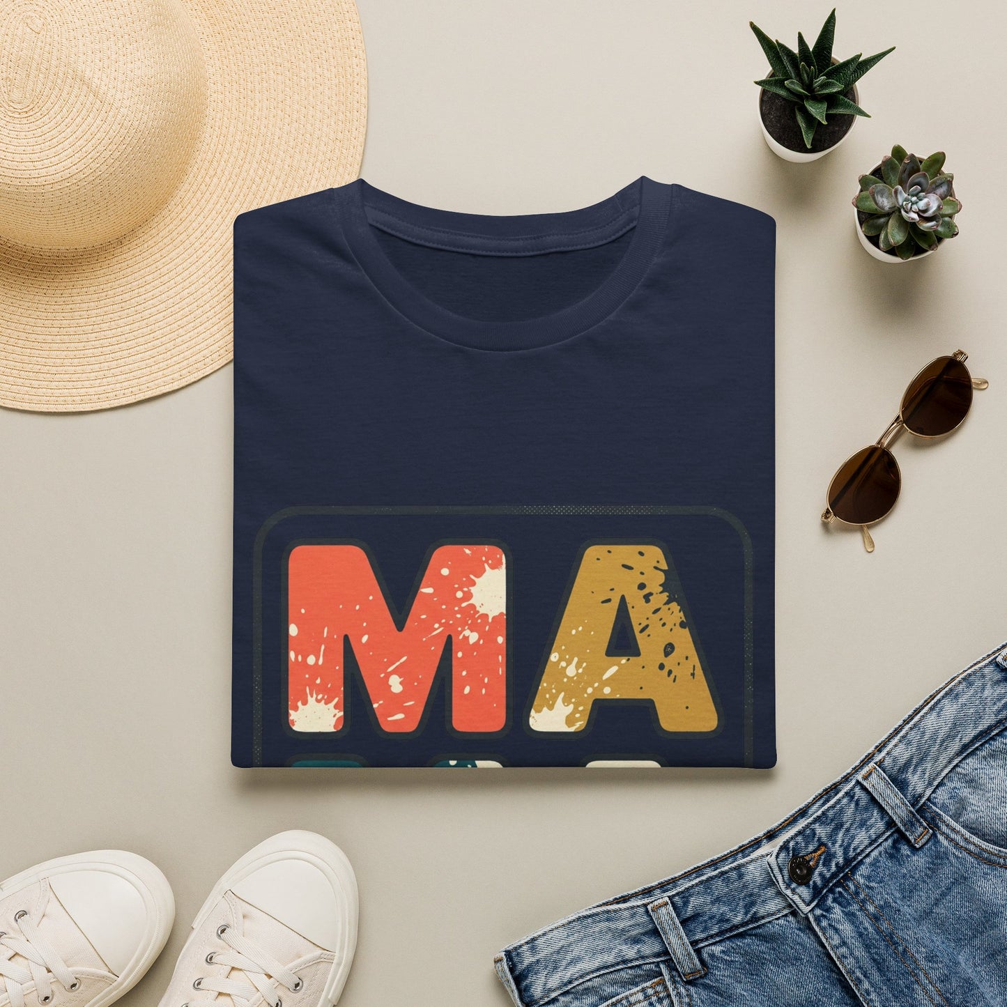 Mama Retro Graphic T-Shirt — Vintage Colorblock Mama Tee for Moms
