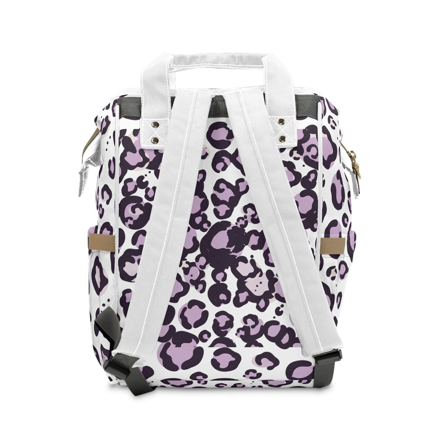 Purple Leopard Print Diaper Backpack – Multifunctional Baby Bag with Changing Pocket