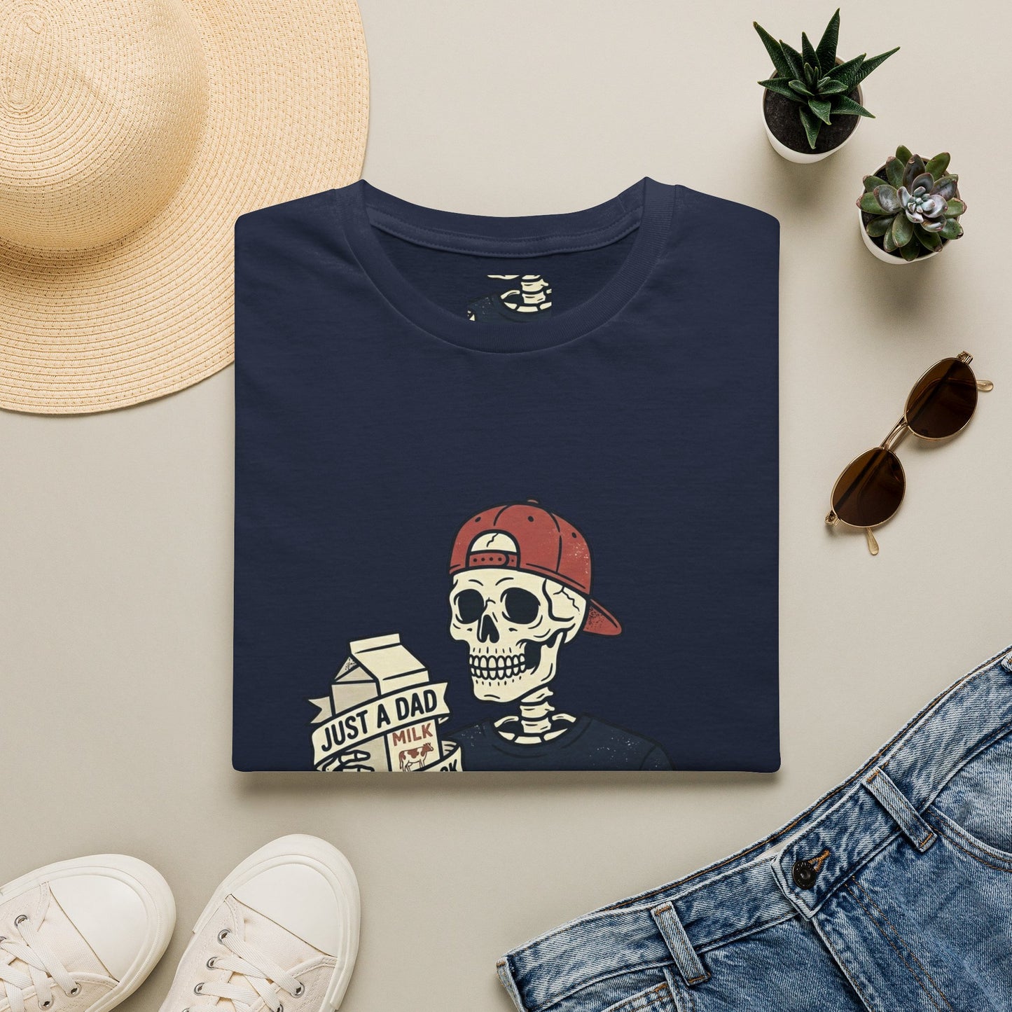 Dad Skeleton T-Shirt — "Just A Dad" Retro Skull Tee