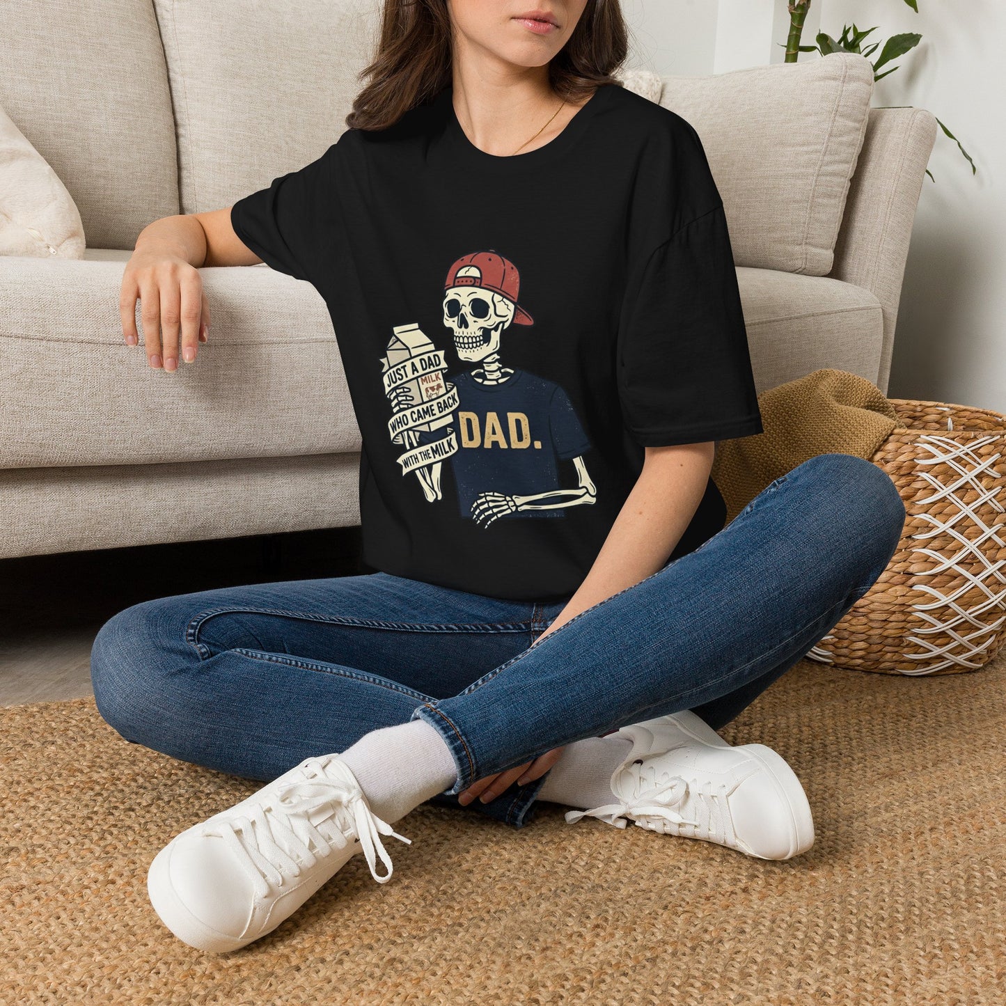 Dad Skeleton T-Shirt — "Just A Dad" Retro Skull Tee